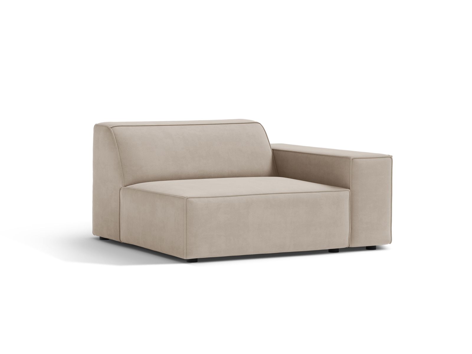 Elegantes 1-Sitzer Modul Rechts Jodie in edlem Dunkelbeige, ideal für moderne Wohnkonzepte und gemütliche Entspannungsmomente.