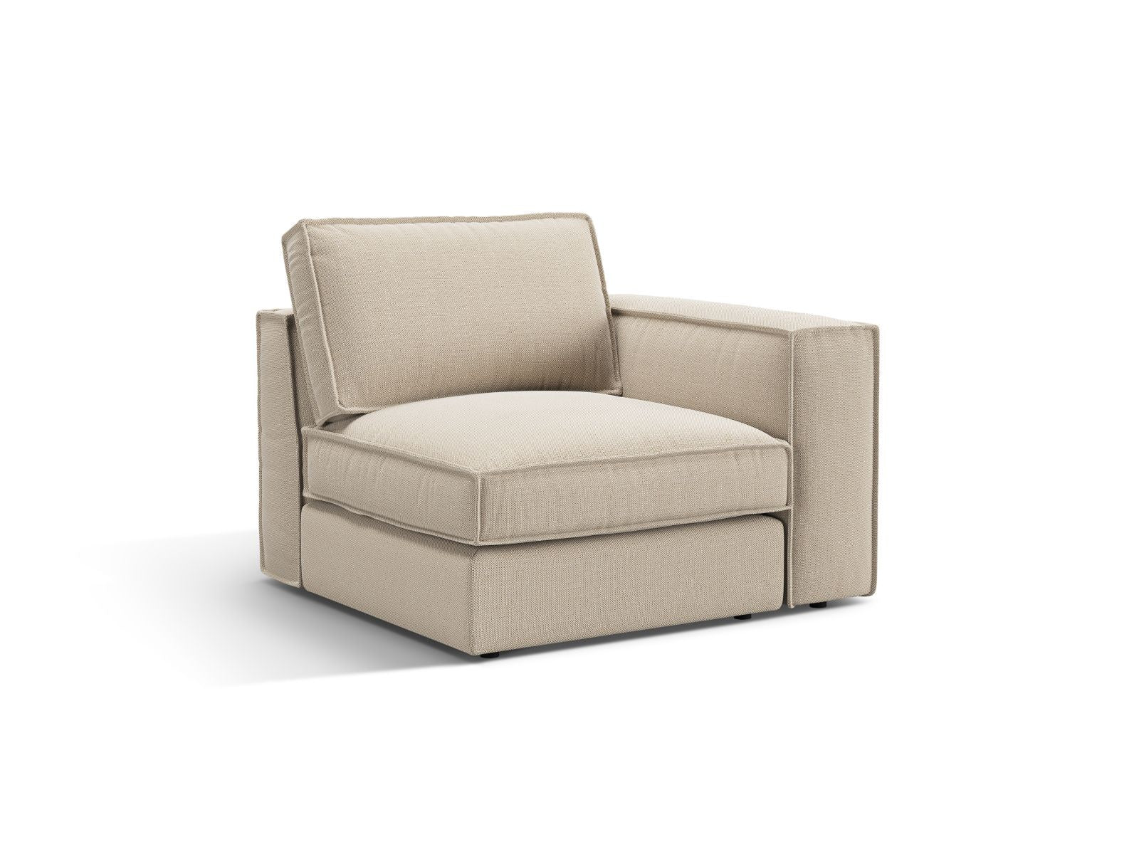 Rechtsseitiges 1-Sitzer Modul Pola in Beige von Micadoni, stilvoll und vielseitig, ideal für kreative Raumgestaltungen.