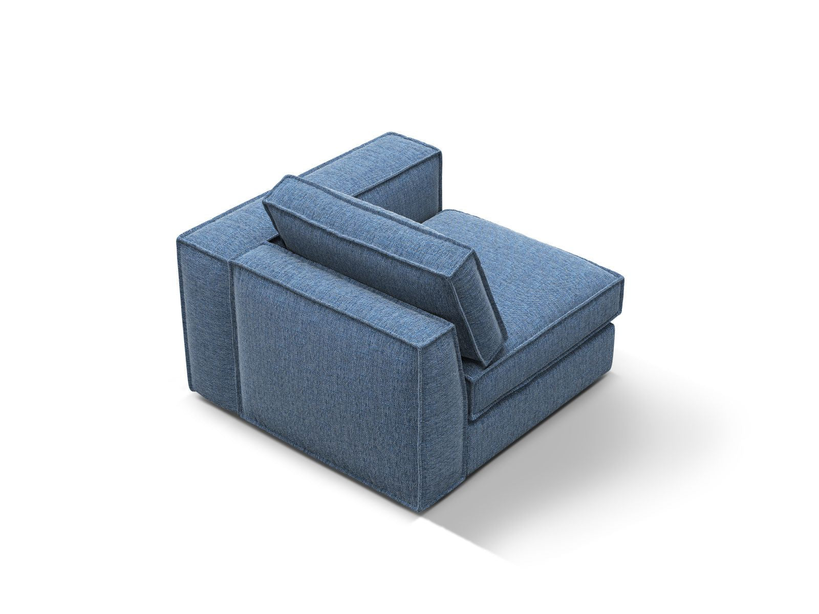 Stylisches 1-Sitzer Modul rechts in tiefem Blau, perfekt für individuelle Sofa-Kombinationen und moderne Wohnkonzepte der Pola-Kollektion von Micadoni.