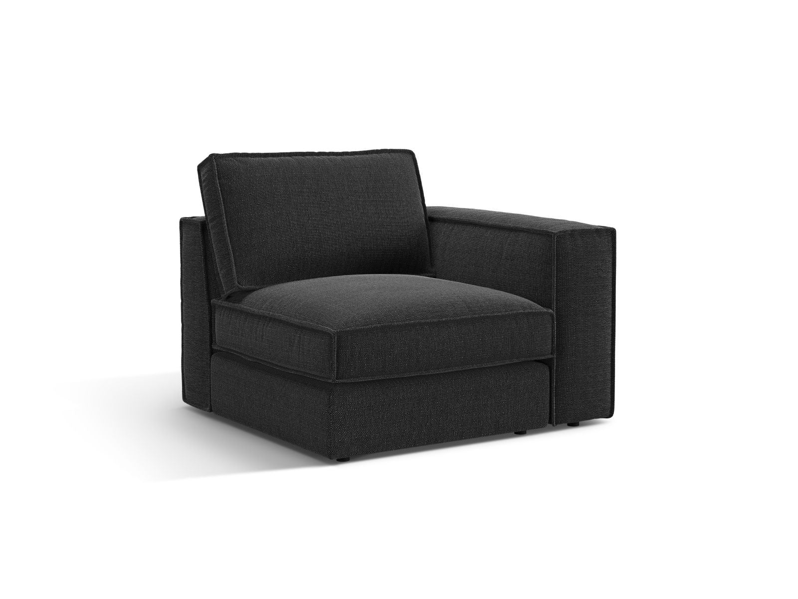 Stylisches 1-Sitzer Modul rechts Pola in edlem Schwarz, perfekt für kreative Sofa-Kombinationen und modernes Wohndesign.