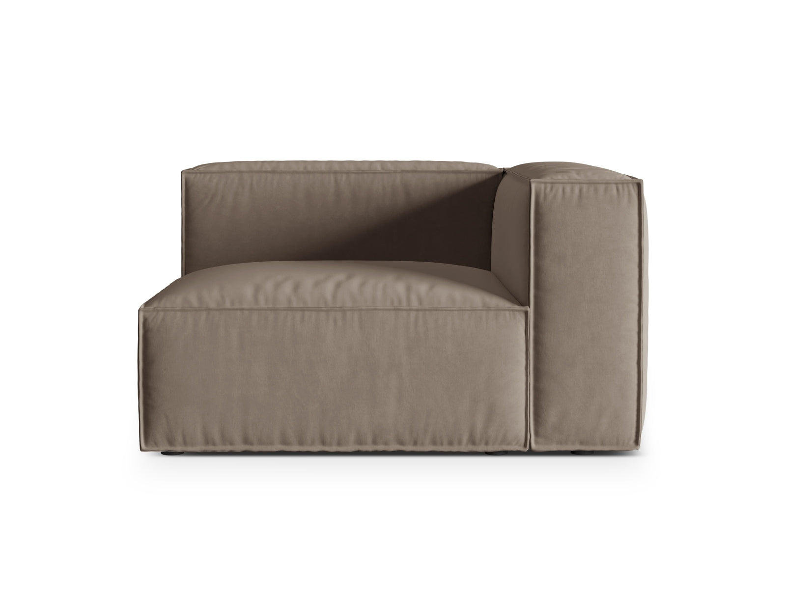 Nuria Velour Modular Sofa rechts 1 Sitzer in Warm grey-Paris präsentiert im Onlineshop von KAQTU Design AG. Modulares Sofa ist von Micadoni