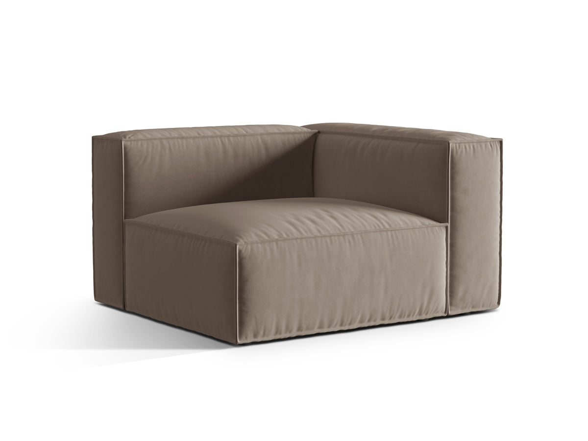 Nuria Velour Modular Sofa rechts 1 Sitzer in Warm grey-Paris präsentiert im Onlineshop von KAQTU Design AG. Modulares Sofa ist von Micadoni