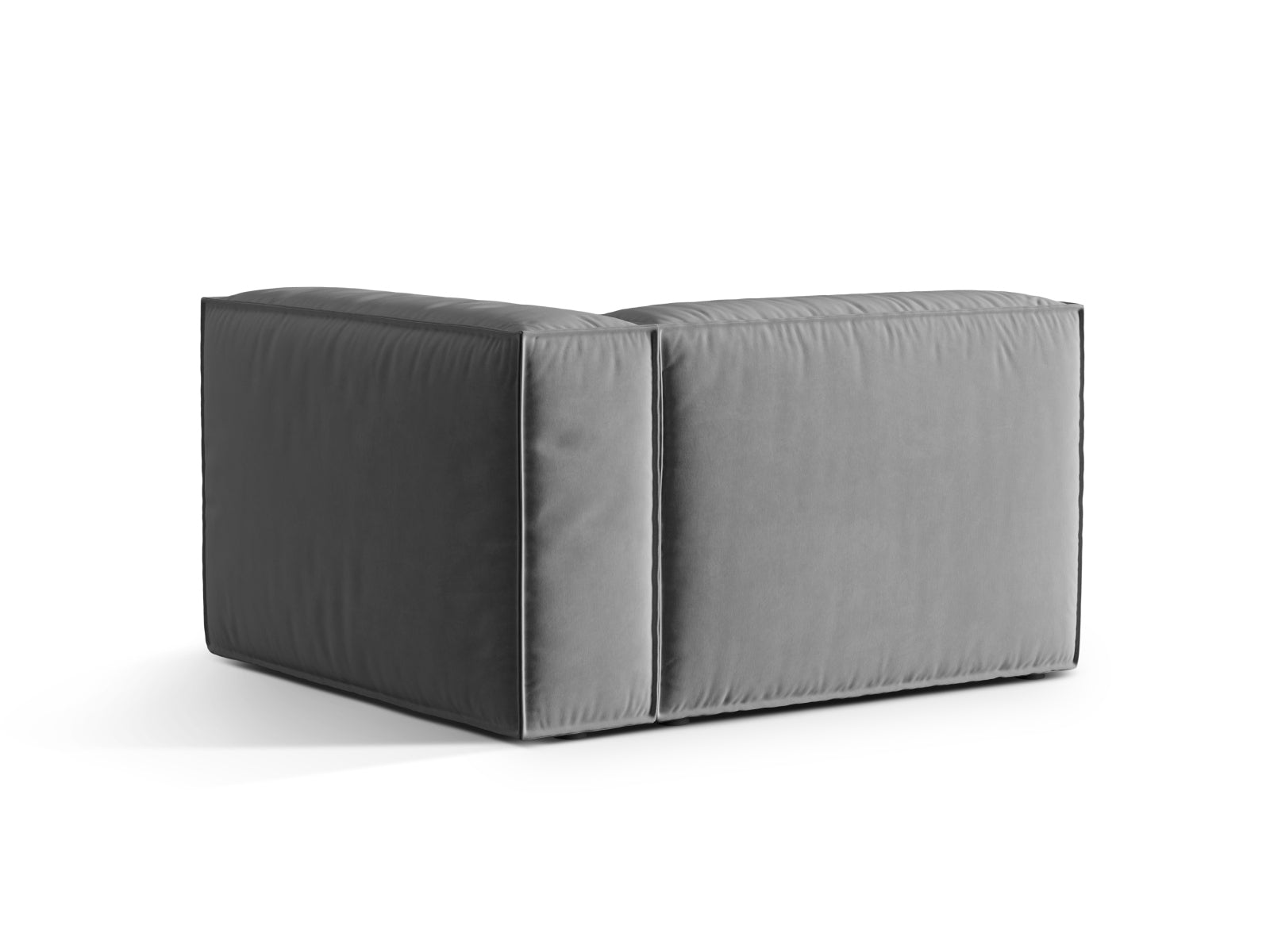 Stylisches Nuria Velour Modular Sofa, 1-Sitzer rechts in edlem Grau, perfekt für zeitgemäße Inneneinrichtungen und vielseitige Raumgestaltungen.