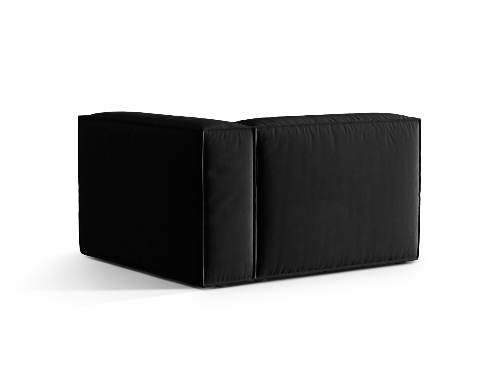 Stylisches Nuria Velour Modular Sofa, 1 Sitzer rechts in edlem Schwarz, perfekt für zeitgemäße Inneneinrichtungen. Hochwertige Qualität von Micadoni.