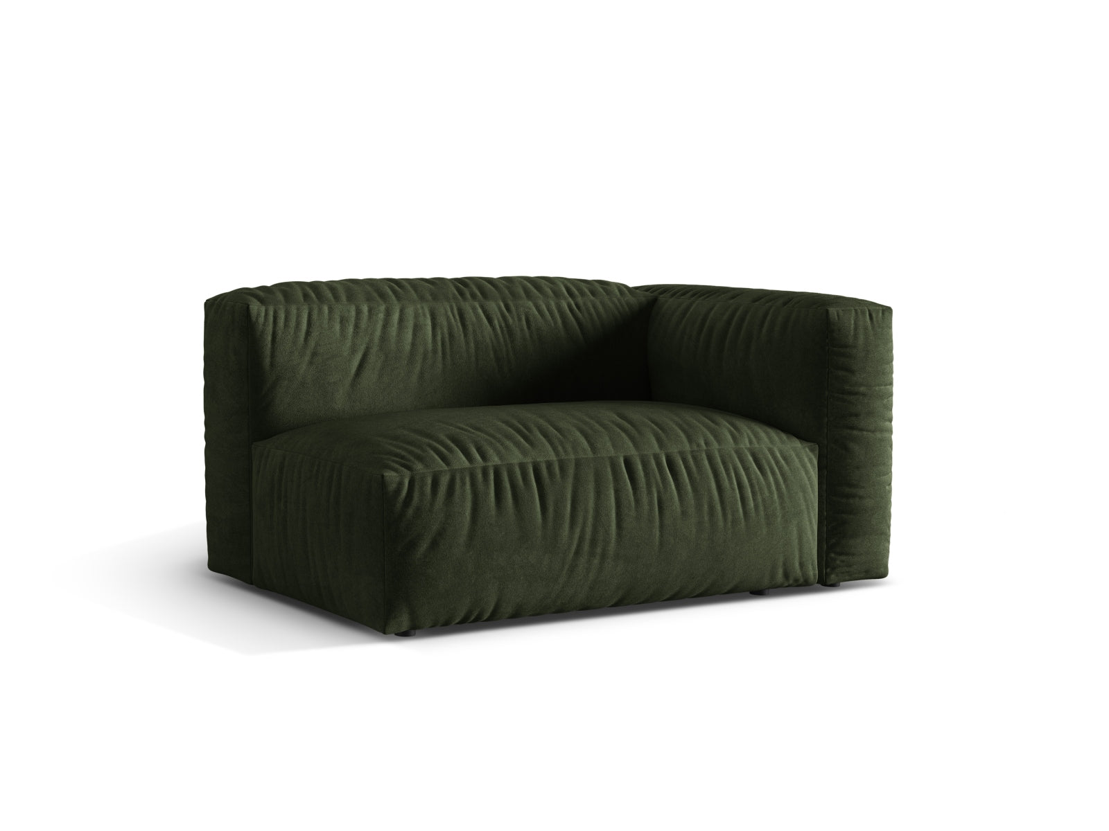 Eleganter rechter 1-Sitzer des Martina Moduls in luxuriösem Veloursgrün, ideal für stilvolle Wohnkonzepte und gemütliche Momente.