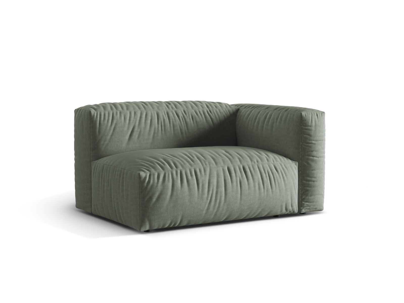 Eleganter rechter 1-Sitzer des Martina Moduls in trendigem Moss Green, ideal für moderne und individuelle Wohnräume.