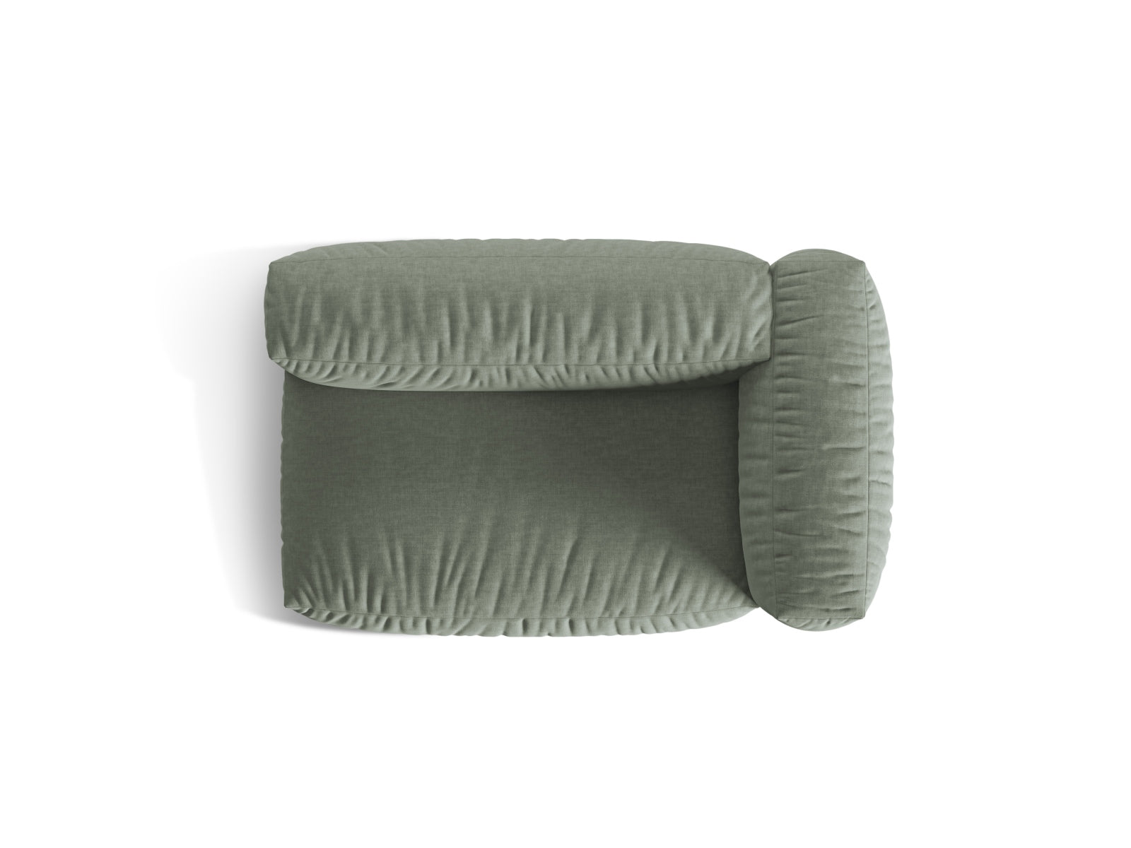 Eleganter rechter 1-Sitzer des Martina Moduls in trendigem Moosgrün, ideal für moderne und individuelle Wohnräume.