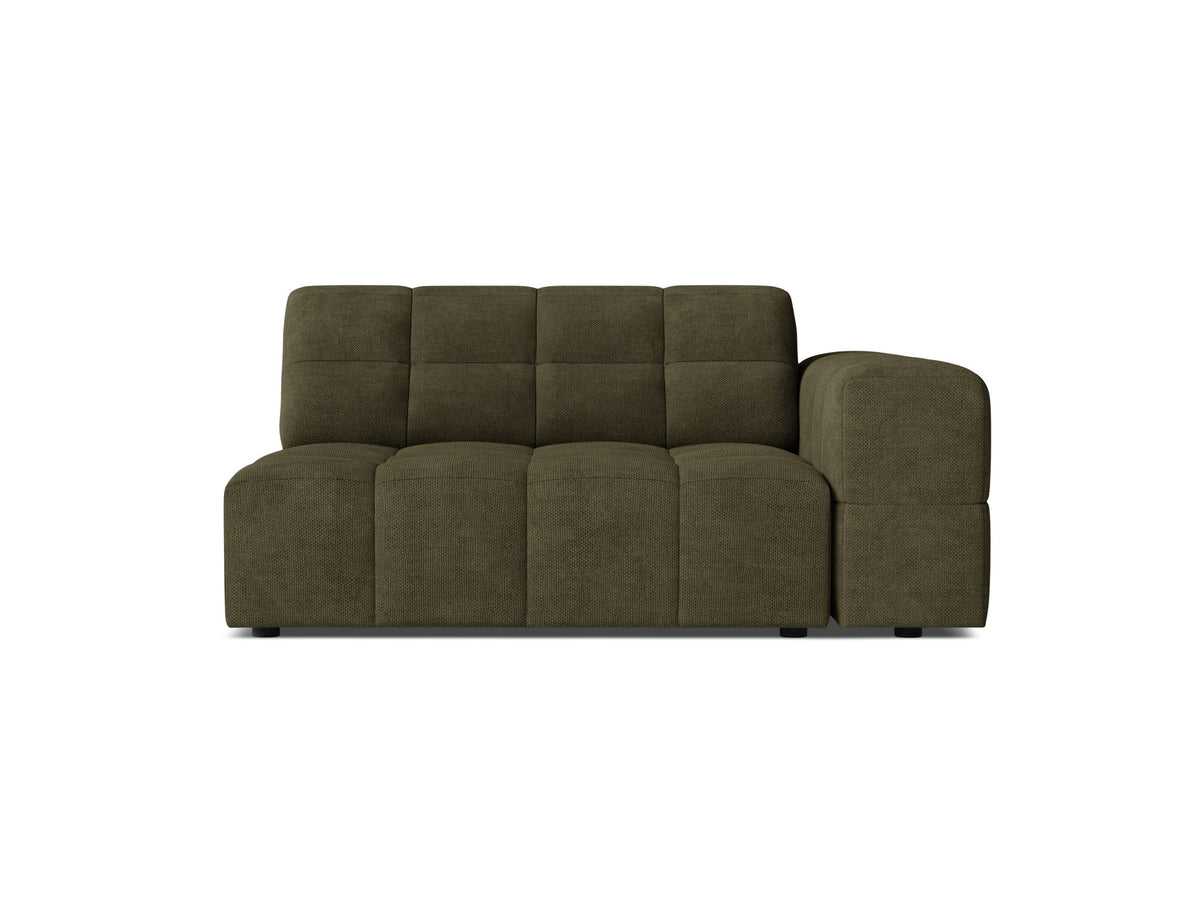 Modulares Sofa Jennifer von Micadoni in leichtem Beige, Bezug aus Eden-Chenille mit 3D-Struktur, schwarze Kunststoffbeine, rechtsseitige Ausrichtung.