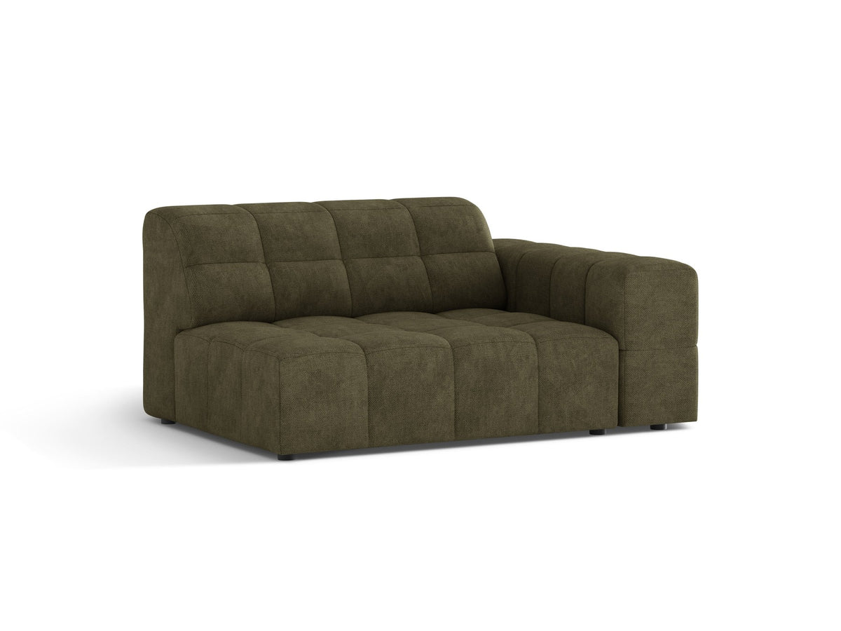 Modulares Sofa Jennifer von Micadoni in leichtem Beige, Bezug aus Eden-Chenille mit 3D-Struktur, schwarze Kunststoffbeine, rechtsseitige Ausrichtung.