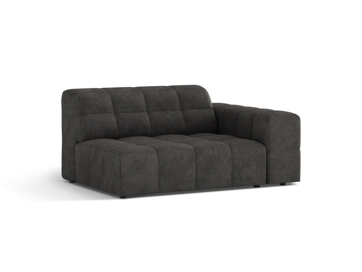 Modulares Sofa Jennifer von Micadoni in leichtem Beige, Bezug aus Eden-Chenille mit 3D-Struktur, schwarze Kunststoffbeine, rechtsseitige Ausrichtung.