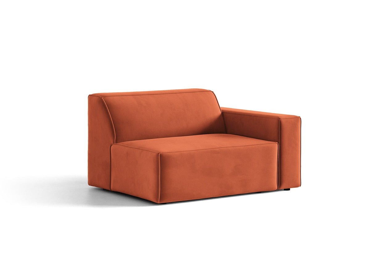Modulares Sofa Jodie von Micadoni in leichtem Beige, Venus Samtstoff, schwarzen Kunststoffbeinen, rechtsseitige Ausrichtung als Eckmodul.