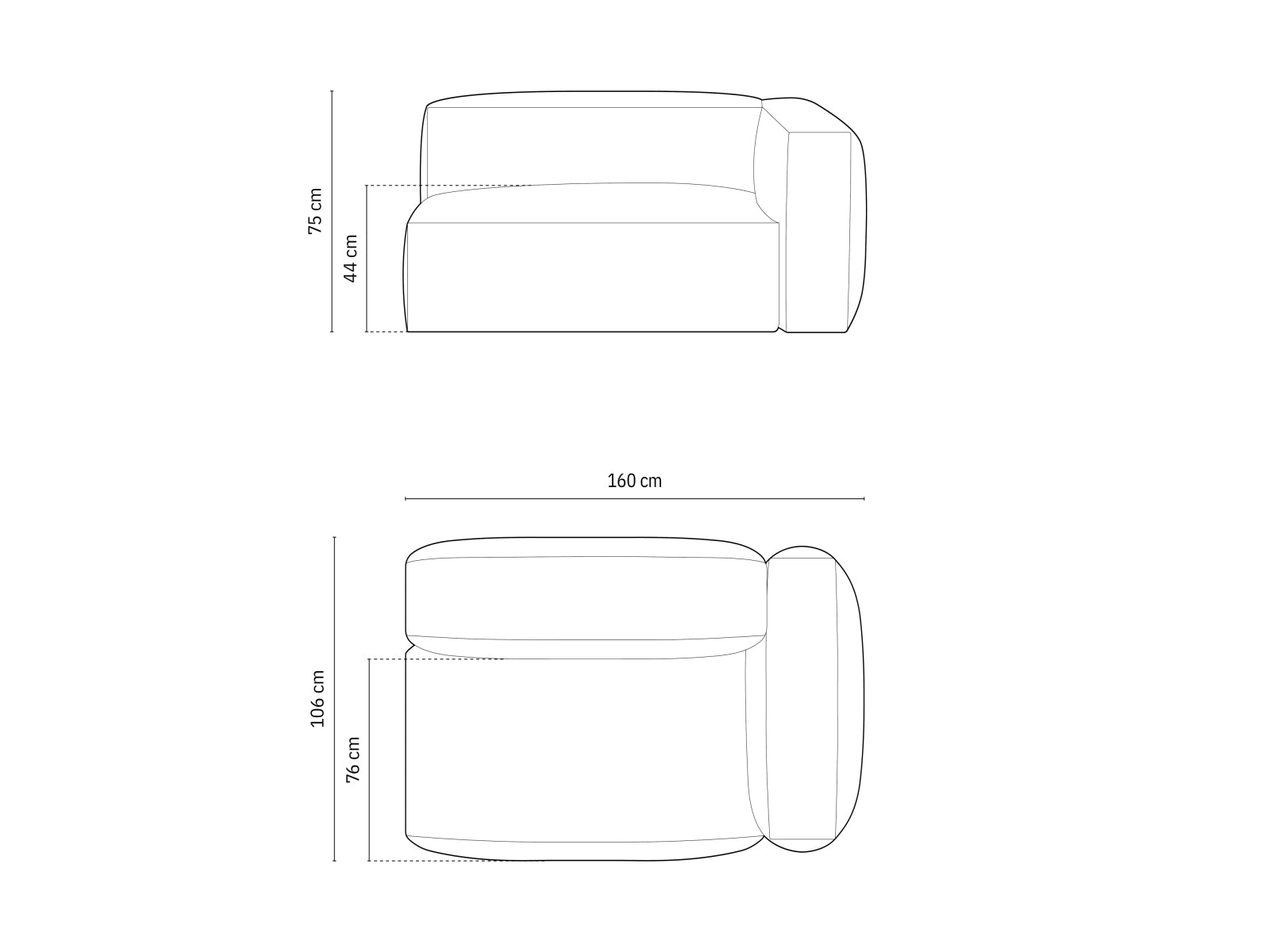 Stylisches Doppelsitz-Sofa rechts Martina in edlem Silver-Monet, perfekt für zeitgemäße Inneneinrichtungen und vielseitige Kombinationsmöglichkeiten.