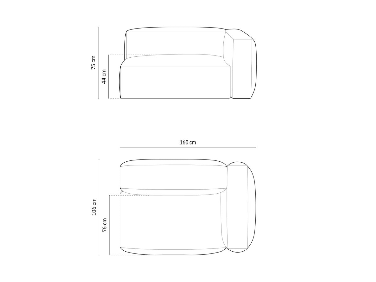 Doppelsitz-Sofa rechts Martina in Ivory-Monet präsentiert im Onlineshop von KAQTU Design AG. Modulares Sofa ist von Micadoni