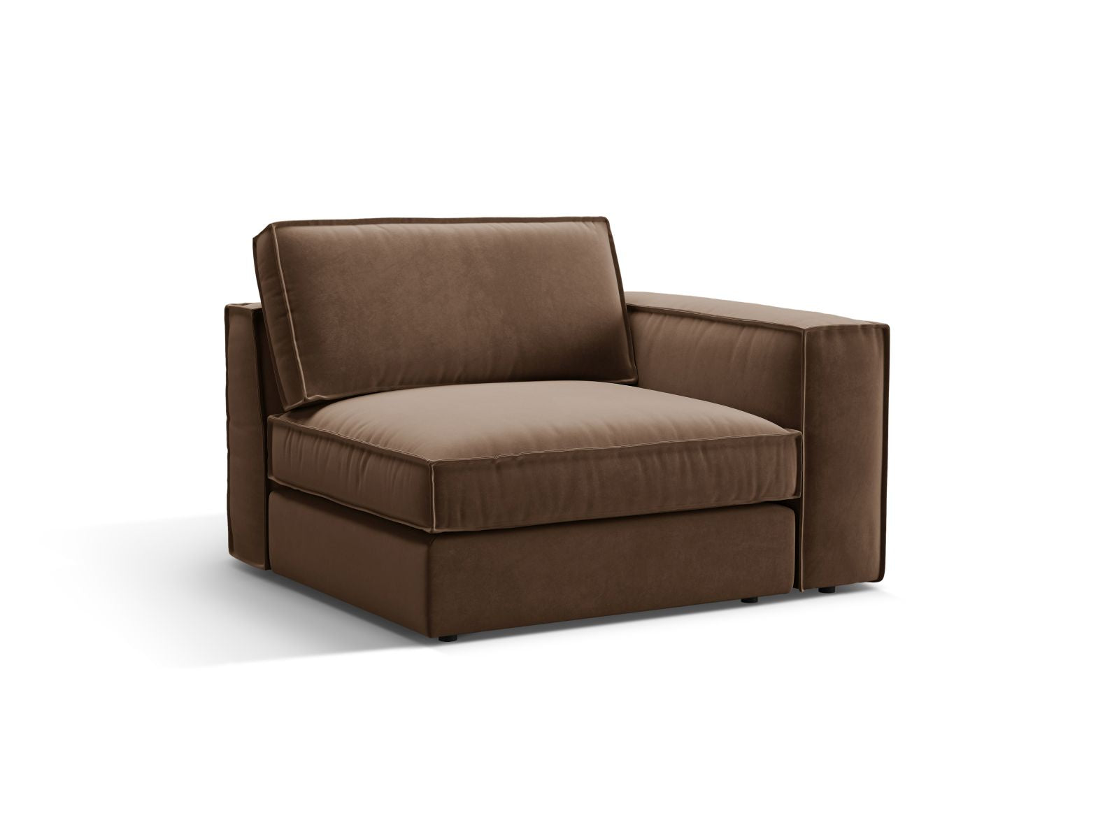 Elegantes 1-Sitzer Modul rechts Pola in Chocolate-Salvador, ideal für individuelle Sofa-Gestaltung, erhältlich bei KAQTU Design AG.
