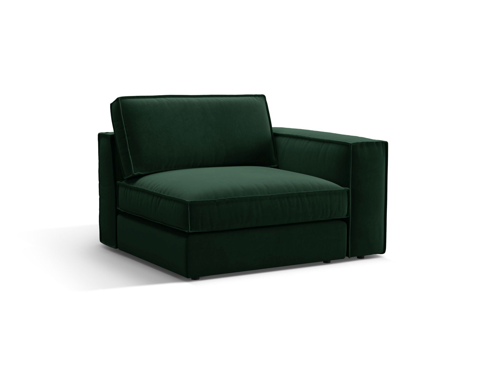 Elegantes 1-Sitzer Modul rechts Pola in Bottle Green-Salvador, ideal für stilvolle Wohnräume. Teil des modularen Sofas von Micadoni.