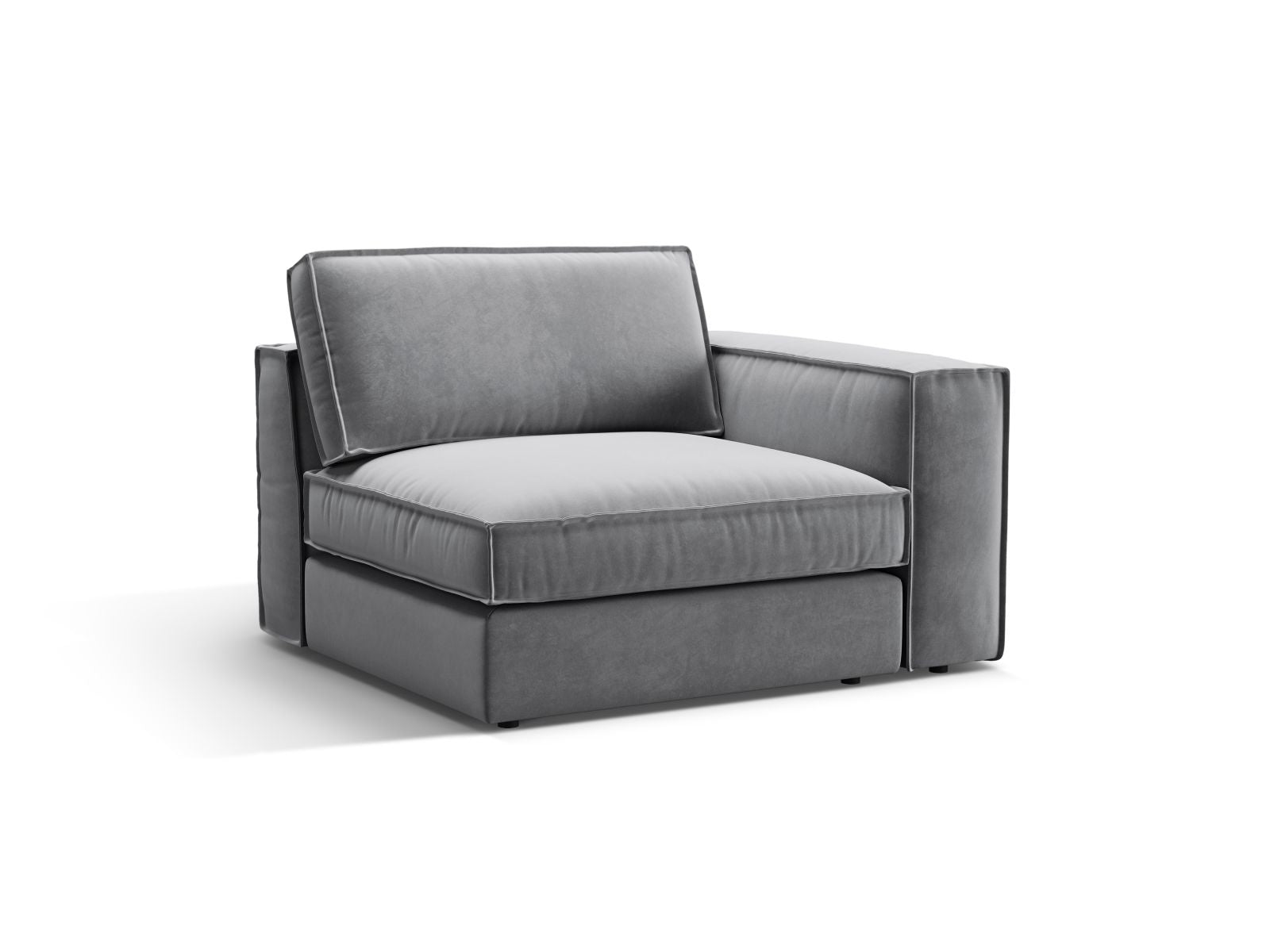 Elegantes 1-Sitzer Modul rechts Pola in stilvollem Grau, ideal für individuelle Sofa-Kombinationen im modernen Wohnraum.