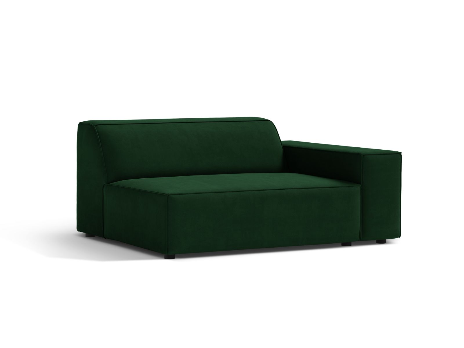 Elegantes 1-Sitzer Modul Rechts Jodie in Bottle Green-Bluvel, ideal für stilvolle Wohnräume. Teil des modularen Sofas von Micadoni.