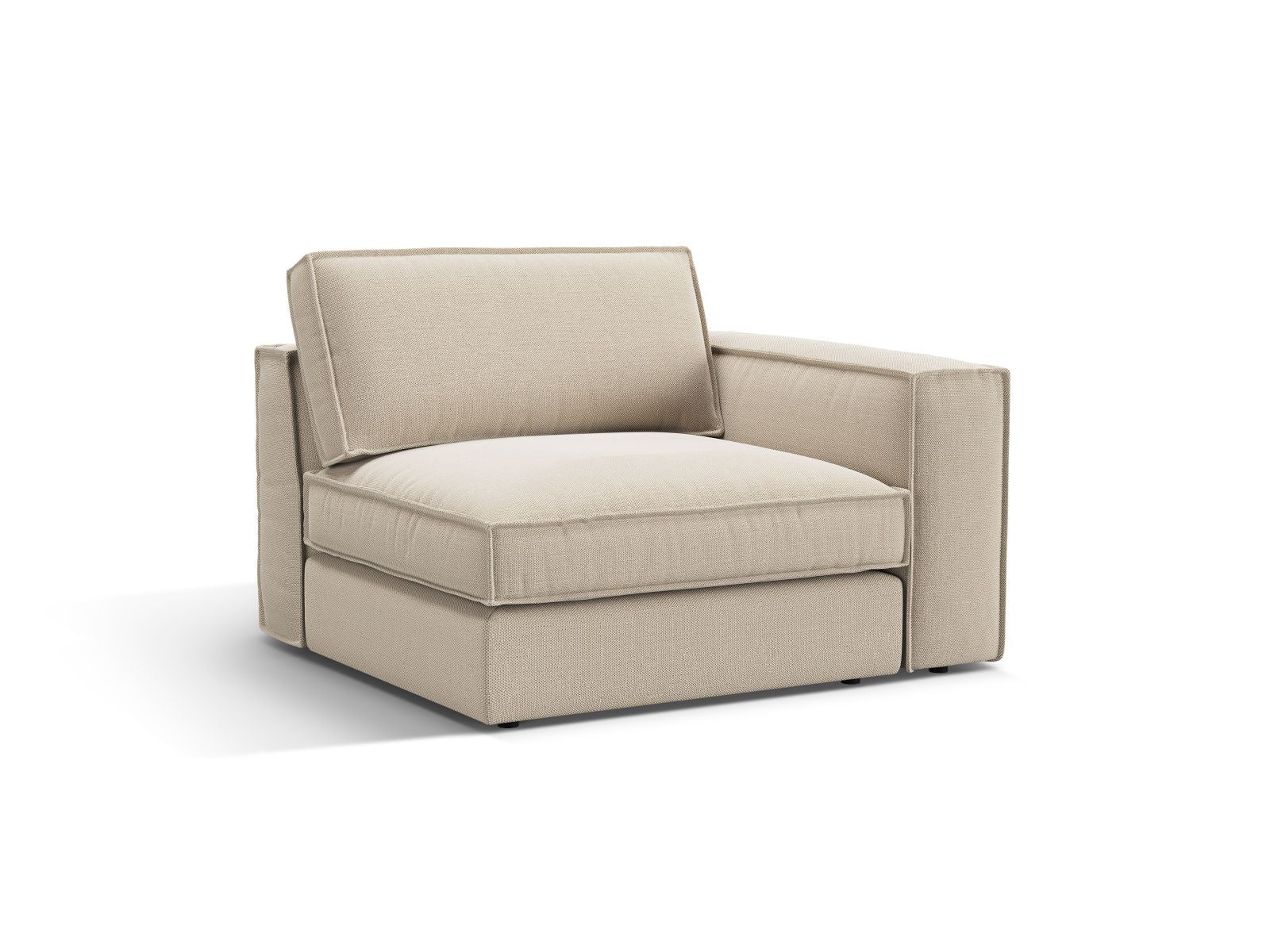 Beige 1-Sitzer Modul rechts Pola von Micadoni, ideal für individuelles Sofa-Design, elegant und modern, perfekt für jedes Wohnzimmer.