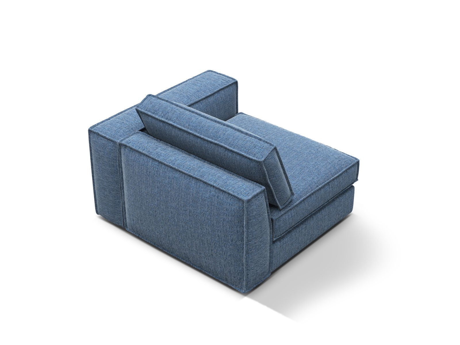 Elegantes 1-Sitzer Modul rechts in edlem Blau, Teil der Pola-Serie von Micadoni, ideal für individuelle Wohnkonzepte und gemütliche Sitzgelegenheiten.
