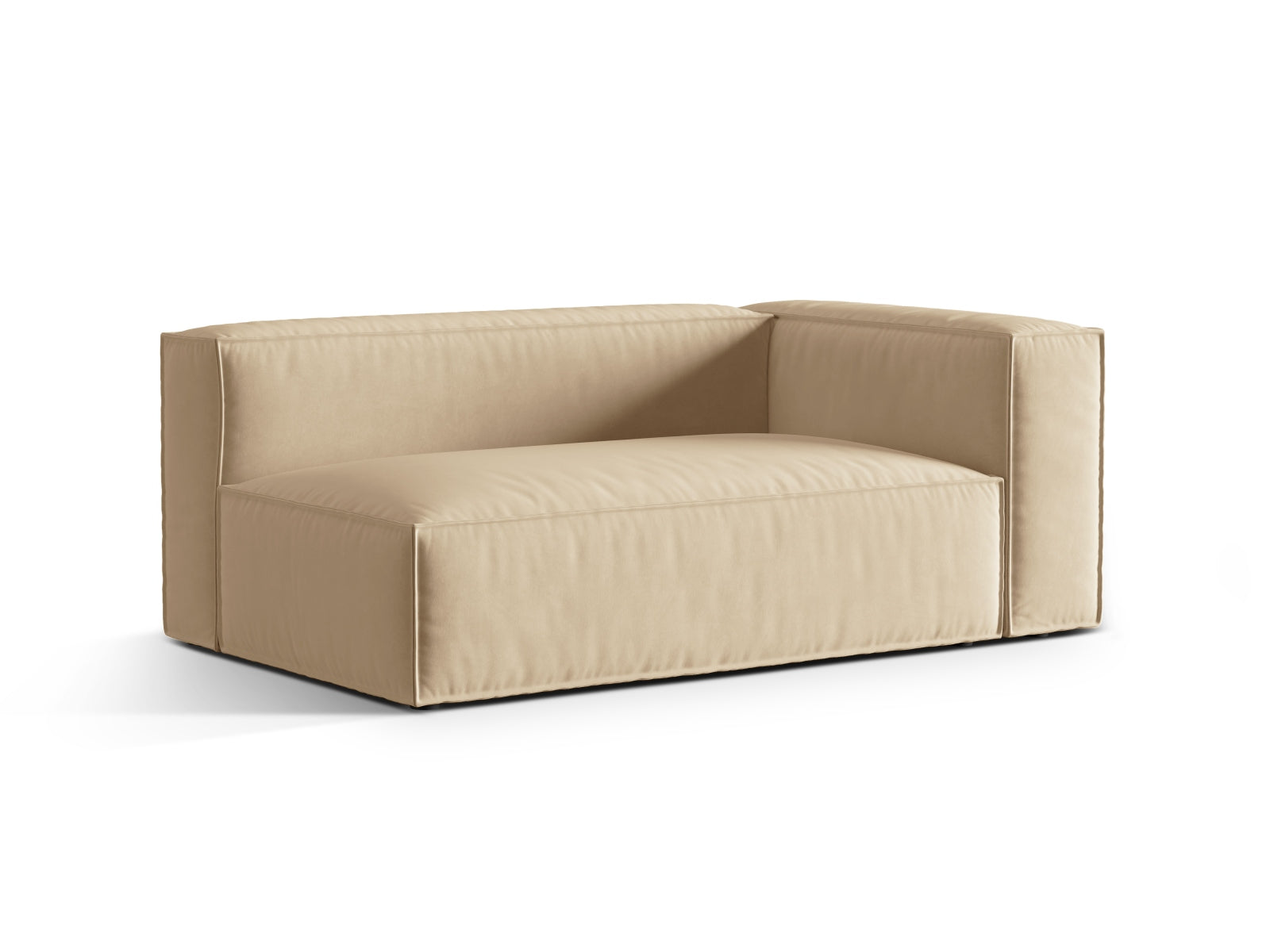 Elegantes Nuria Velour Modular Sofa in Nude-Paris, 3-Sitzer, rechtsseitig, ideal für stilvolle Wohnräume, erhältlich bei KAQTU Design AG.
