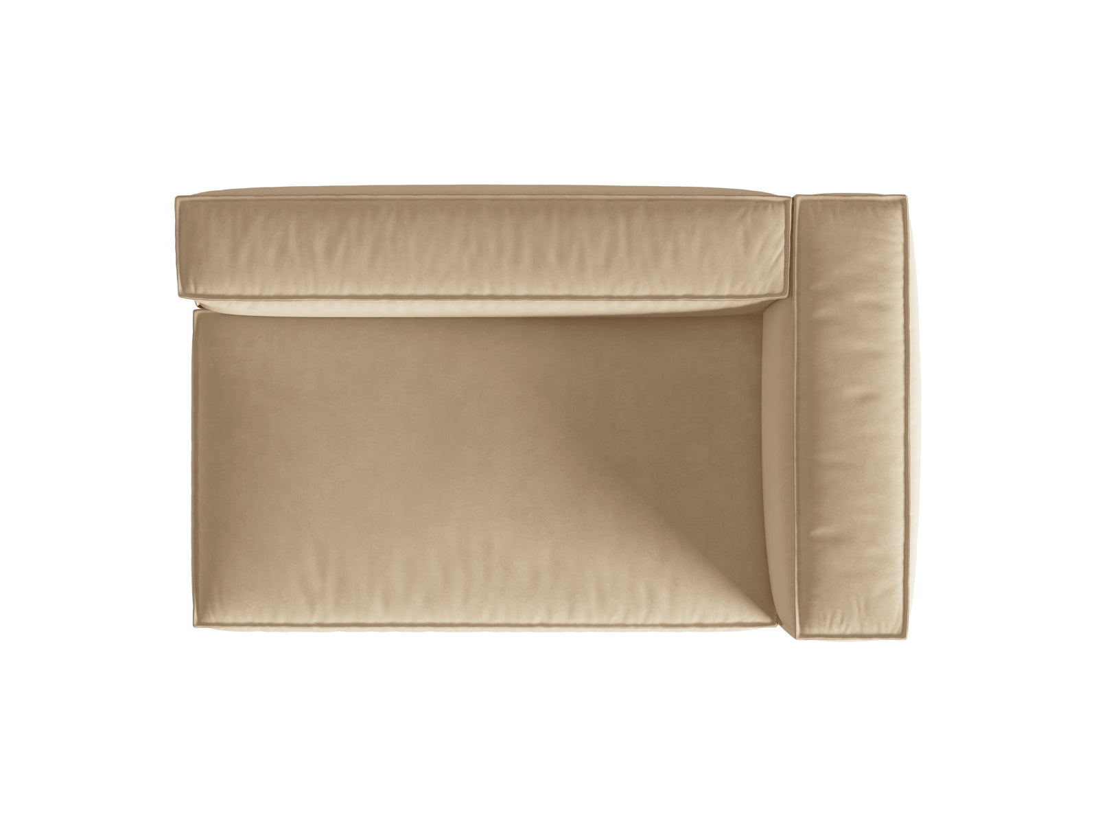 Elegantes Nuria Velour Modular Sofa in zartem Nude-Paris, 3-Sitzer, rechtsseitig, ideal für zeitgemäße Inneneinrichtungen.