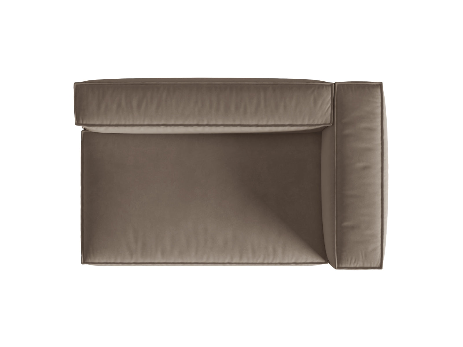 Elegantes Nuria Velour Modular Sofa in dezentem Grau, 3-Sitzer mit rechter Armlehne, ideal für stilvolle und einladende Wohnräume.