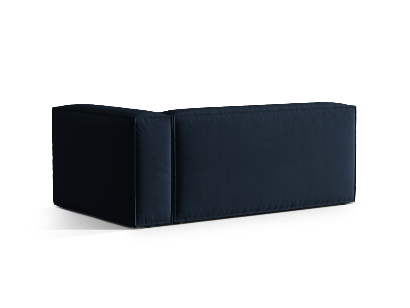 Stilvolles, dunkelblaues Nuria Velour Modular Sofa, 3-Sitzer, rechtsseitig, perfekt für moderne Wohnkonzepte und gemütliche Atmosphäre.