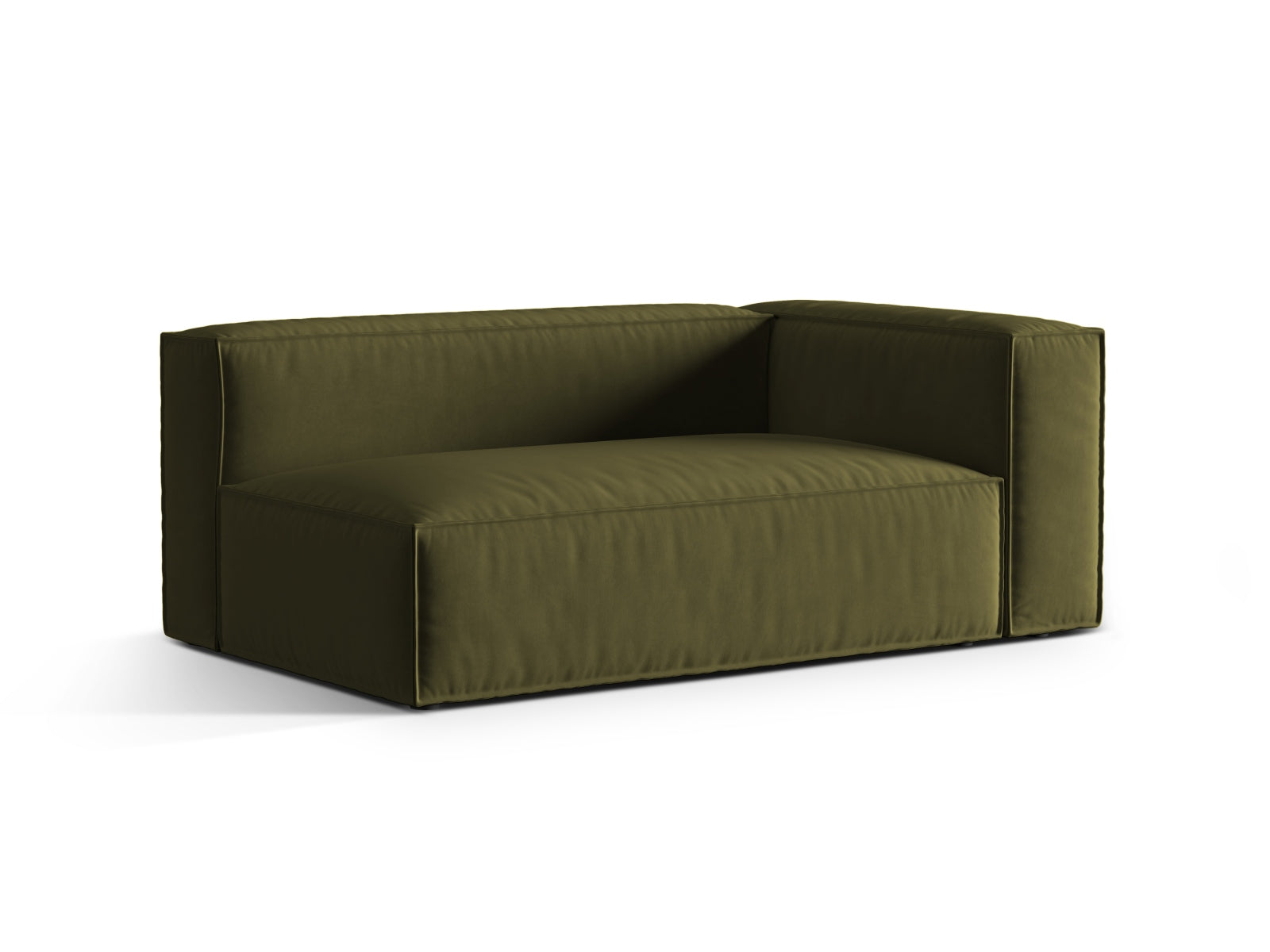 Elegantes Nuria Velour Modular Sofa in Moss Green Melange, rechtsseitig, 3-Sitzer, ideal für stilvolle Wohnräume.