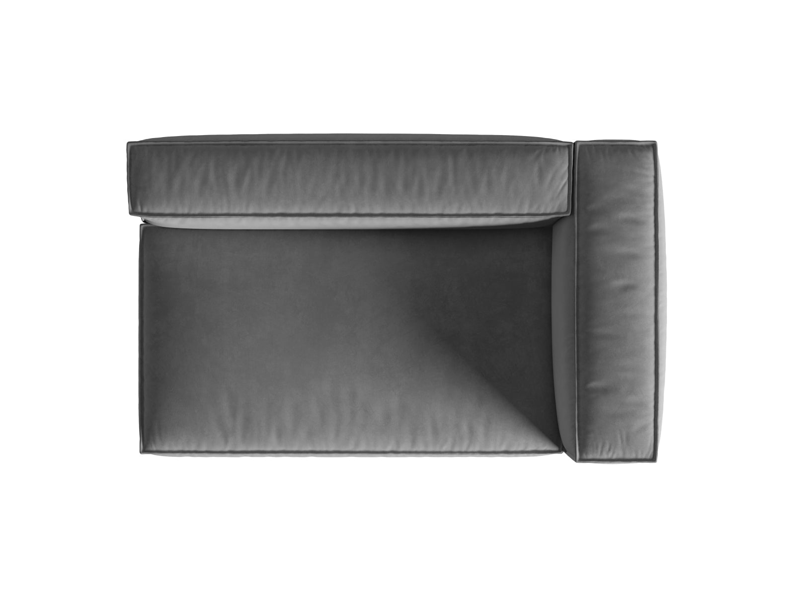 Elegantes Nuria Velour Modular Sofa in Grau, 3-Sitzer mit rechter Armlehne, ideal für stilvolle und einladende Wohnräume.