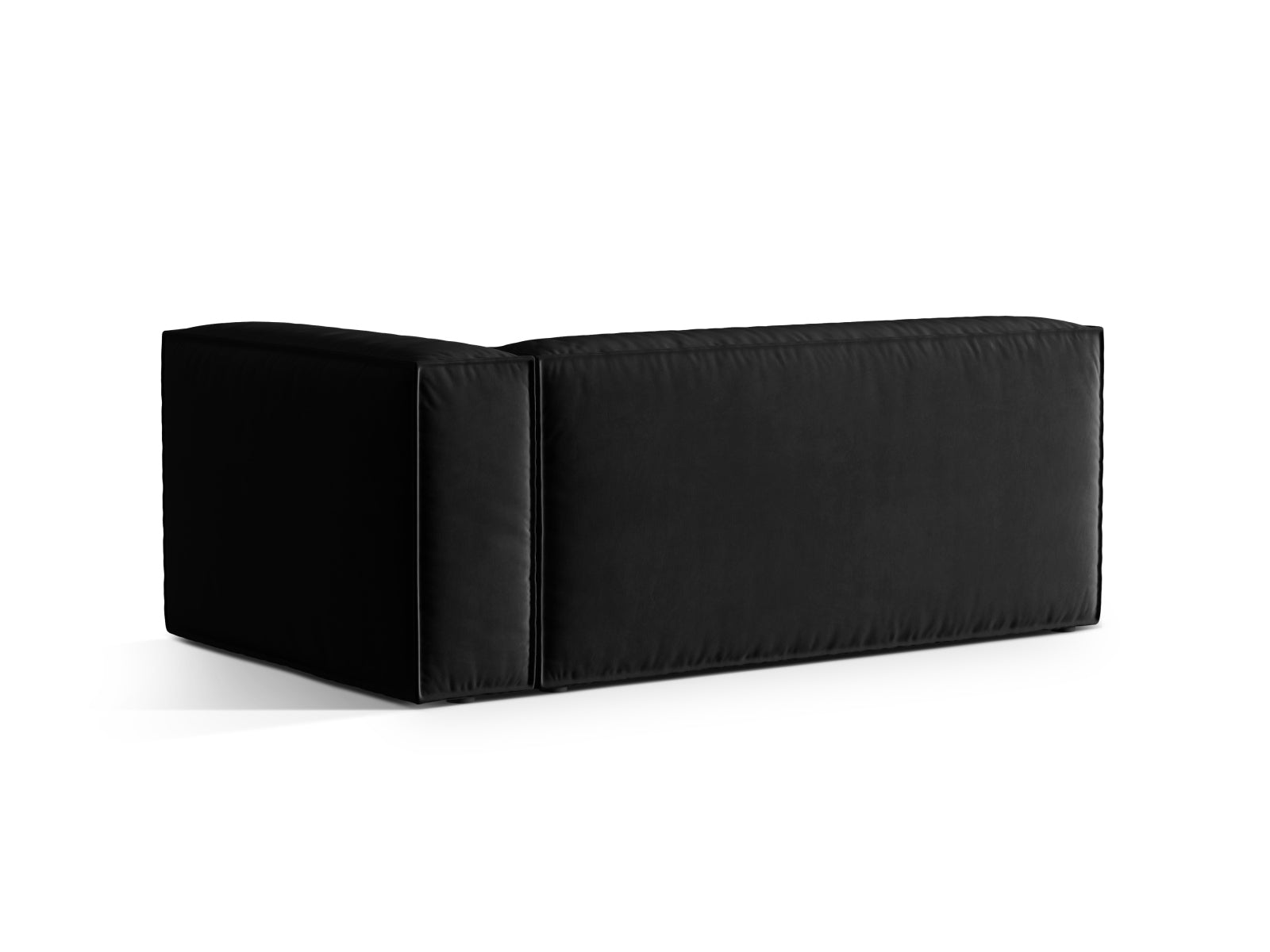 Schickes, schwarzes Nuria Velour Modular Sofa, 3-Sitzer, rechtsseitig, perfekt für moderne Wohnkonzepte und gemütliche Abende.