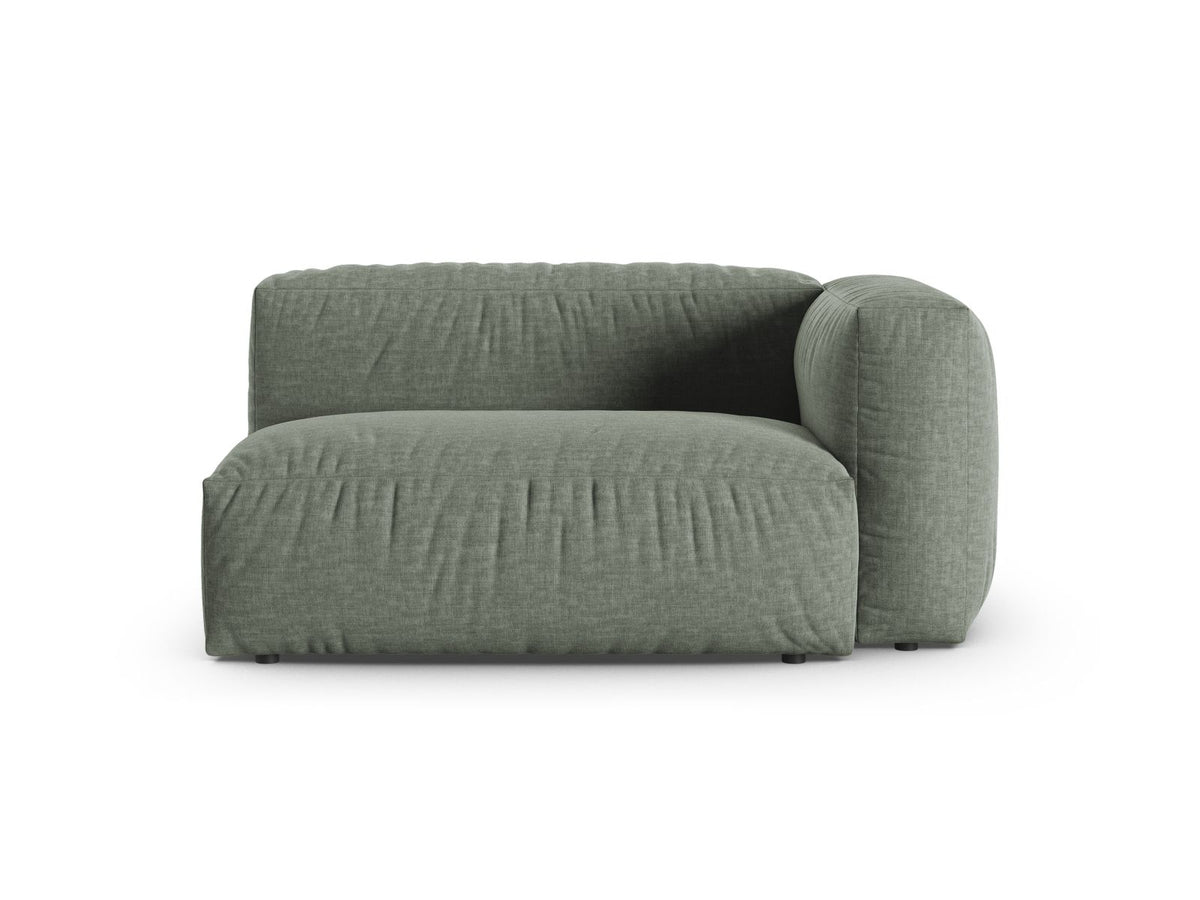 Martina Sofamodul Zweisitzer rechts XL-Tiefe von Micadoni in Moss Green-Boston Stoff, Massivholzrahmen, schwarze Kunststoffbeine, rechte Ausrichtung