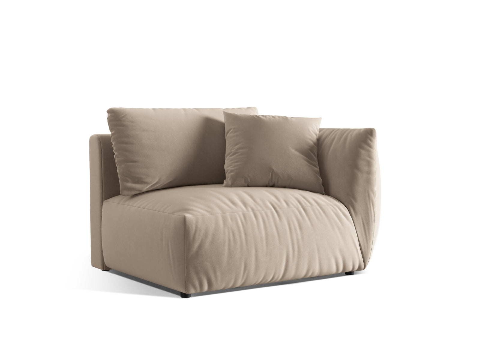 Rechtsseitiges 1-Sitzer Modul Chris Velour in Ecru-Casino, perfekt für individuelle Sofa-Kombinationen und moderne Einrichtungskonzepte.