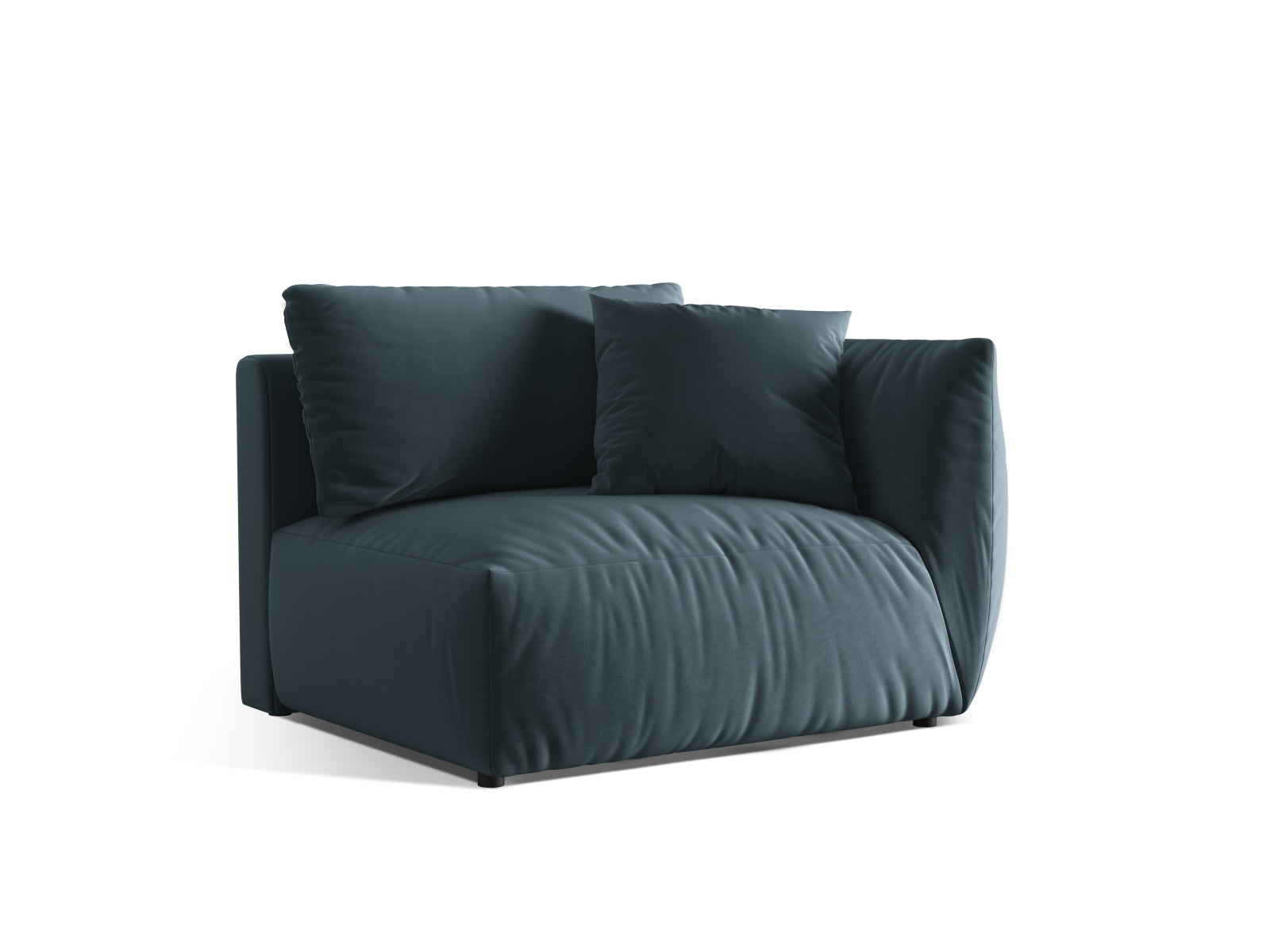 Rechtsseitiges Chris Velour Modul 1 Sitzer in zartem Pastellblau, perfekt für kreative und anpassbare Sofakombinationen in jedem modernen Zuhause.