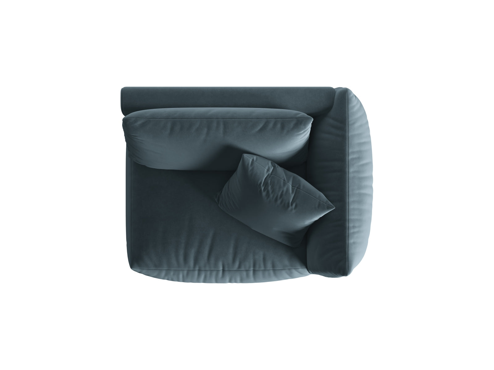 Rechtsseitiges Chris Velour Modul 1 Sitzer in zartem Pastellblau, perfekt für moderne, anpassbare Sofakombinationen.