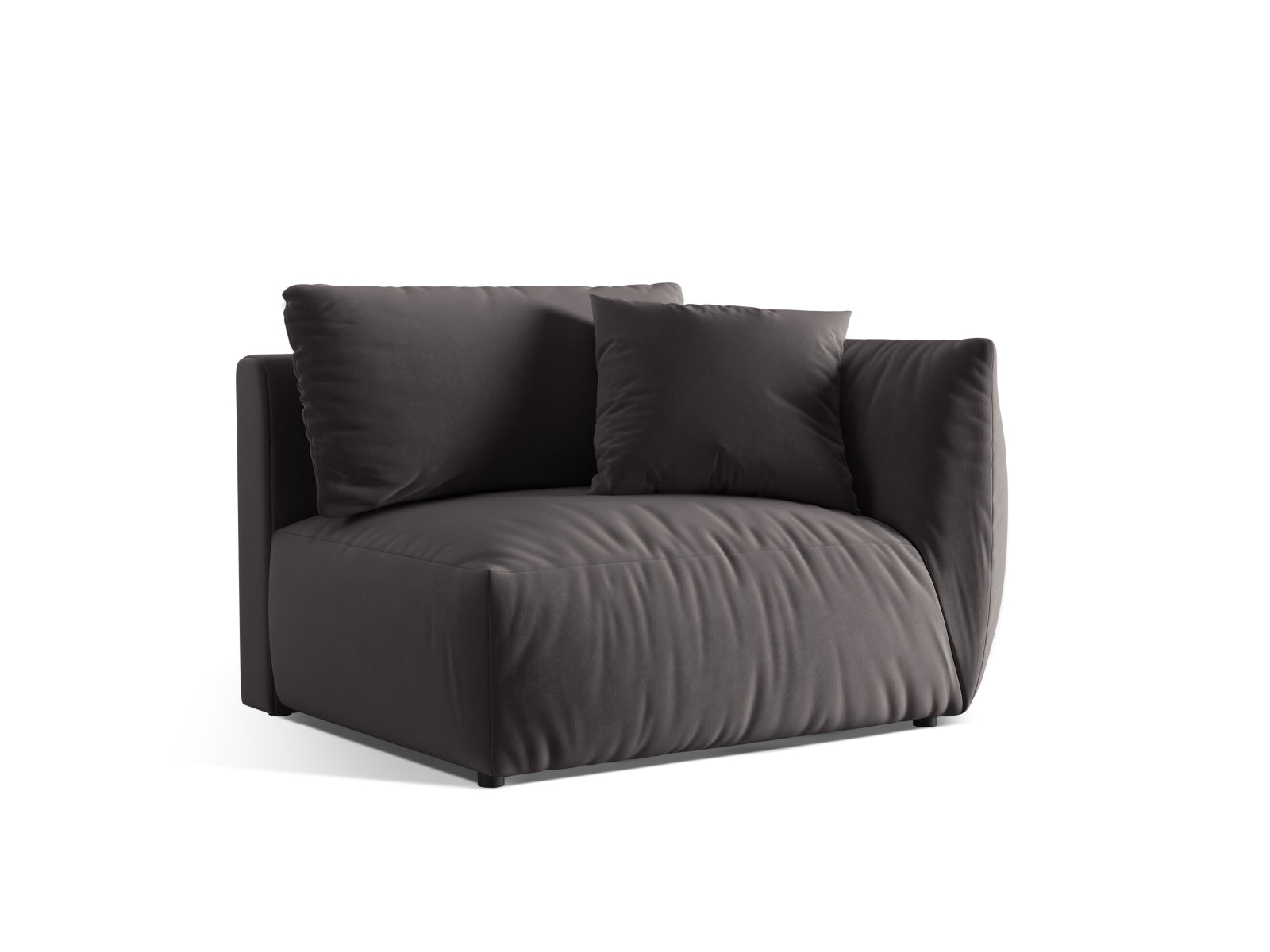 Stylisches Chris Velour Modul rechts 1 Sitzer in edlem Dunkelgrau, perfekt für kreative und flexible Sofa-Kombinationen von Micadoni.