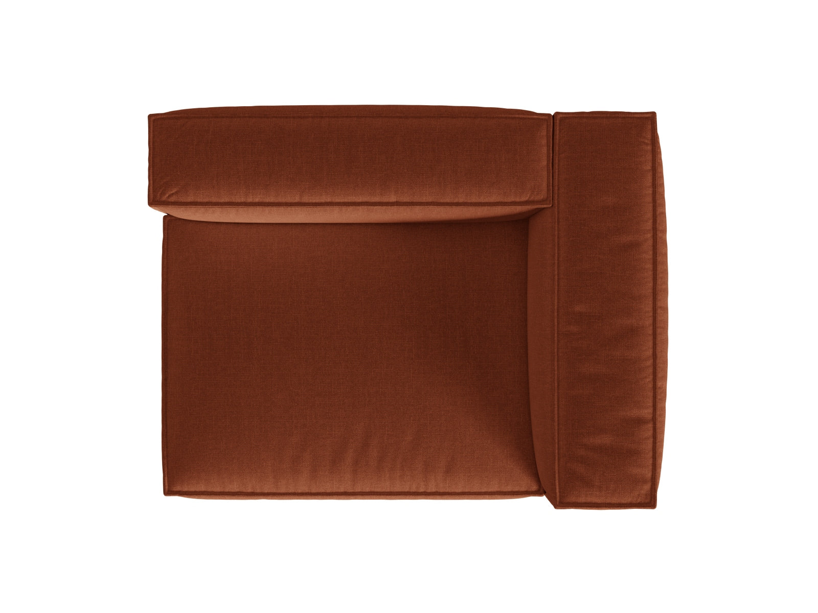 Modulares 2-Sitzer Sofa Nuria in ansprechendem Ziegelrot, perfekt für gemütliche Wohnzimmer und moderne Einrichtungskonzepte.