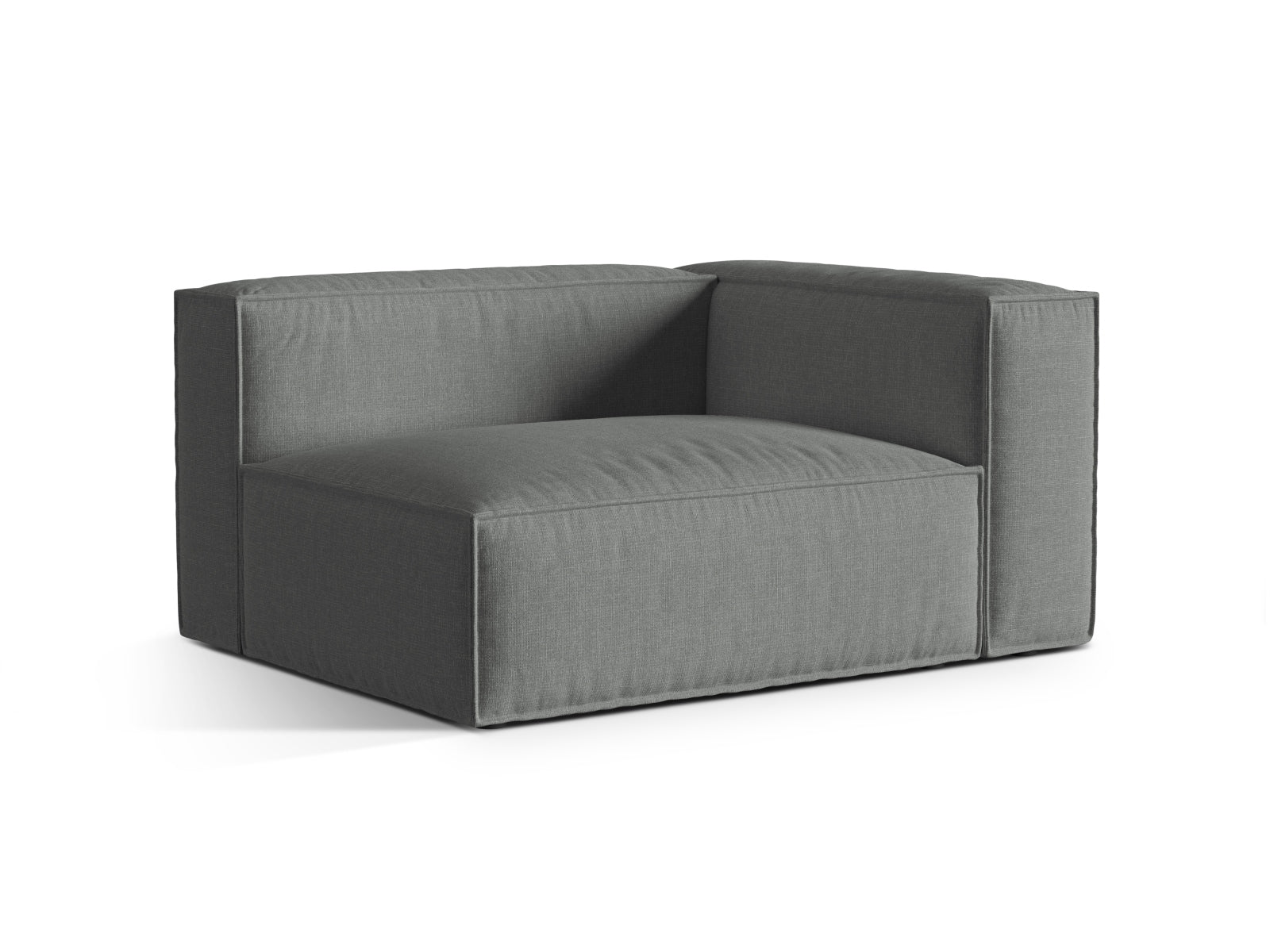 Elegantes 2-Sitzer Modular Sofa rechts Nuria in stilvollem Grau, ideal für moderne Wohnräume und gemütliche Abende.