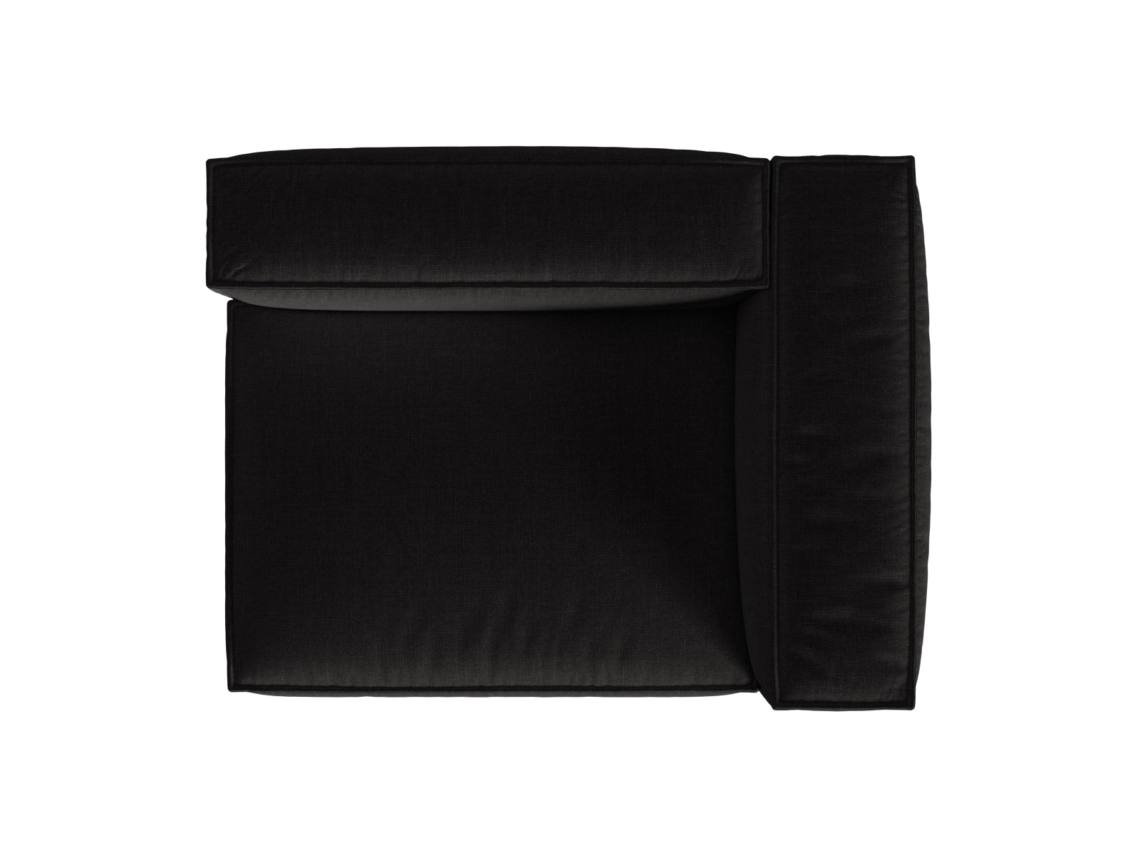 Modulares 2-Sitzer Sofa Nuria in edlem Schwarz, ideal für zeitgemäße Einrichtungen. Hohe Bequemlichkeit und flexible Anordnungsmöglichkeiten.