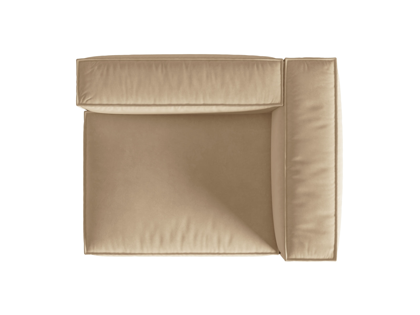 Elegantes Nuria Velour Modular Sofa in zartem Nude-Paris, 2-Sitzer mit rechter Armlehne, ideal für zeitgemäße Einrichtungsideen.
