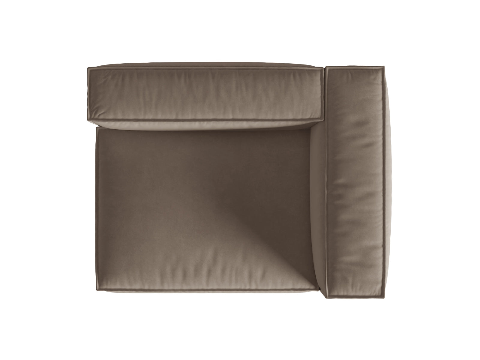 Elegantes Nuria Velour Modular Sofa rechts 2 Sitzer in dezentem Grau, ideal für stilvolle Wohnräume und entspannte Momente.