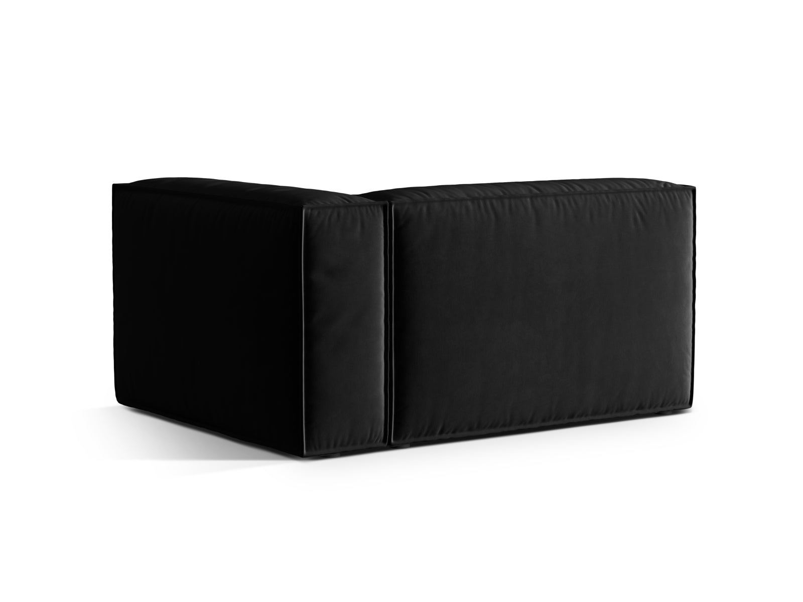 Schwarzes Nuria Velour Modular Sofa, 2-Sitzer, rechtsseitig, modernes Design für elegante Wohnräume, perfekt für stilvolle Einrichtung.