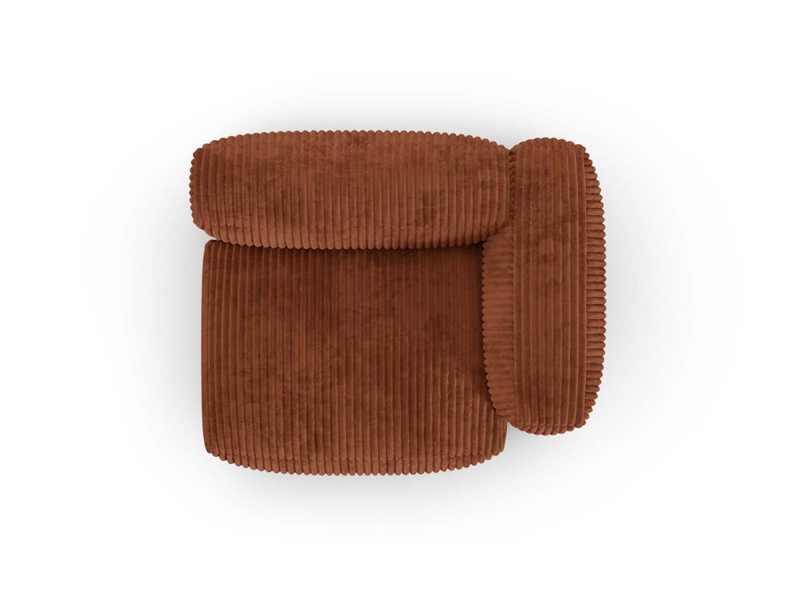 Stylisches 1-Sitzer Sofa Martina Wide XL in warmem Ziegelrot, perfekt für moderne Wohnkonzepte und vielseitige Kombinationen.