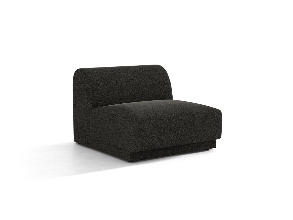 Einsitzer-Modul des Miley Sofas von Micadoni in Dunkelbeige, bezogen mit samtartigem Bluvel-Stoff, mit schwarzen Kunststofffüssen.