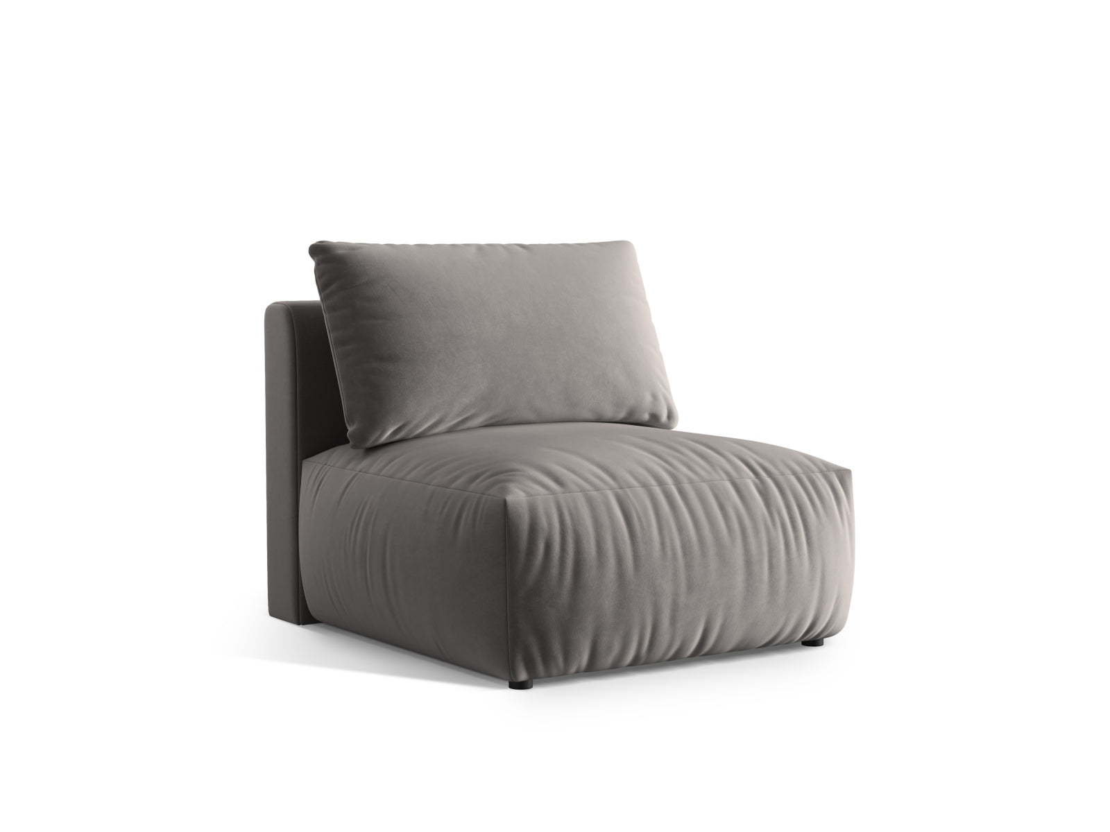 Eleganter Chris Velour Modul Armless 1 Sitzer in Grau, ideal für moderne Wohnräume. Teil der vielseitigen Sofa-Kollektion von Micadoni.