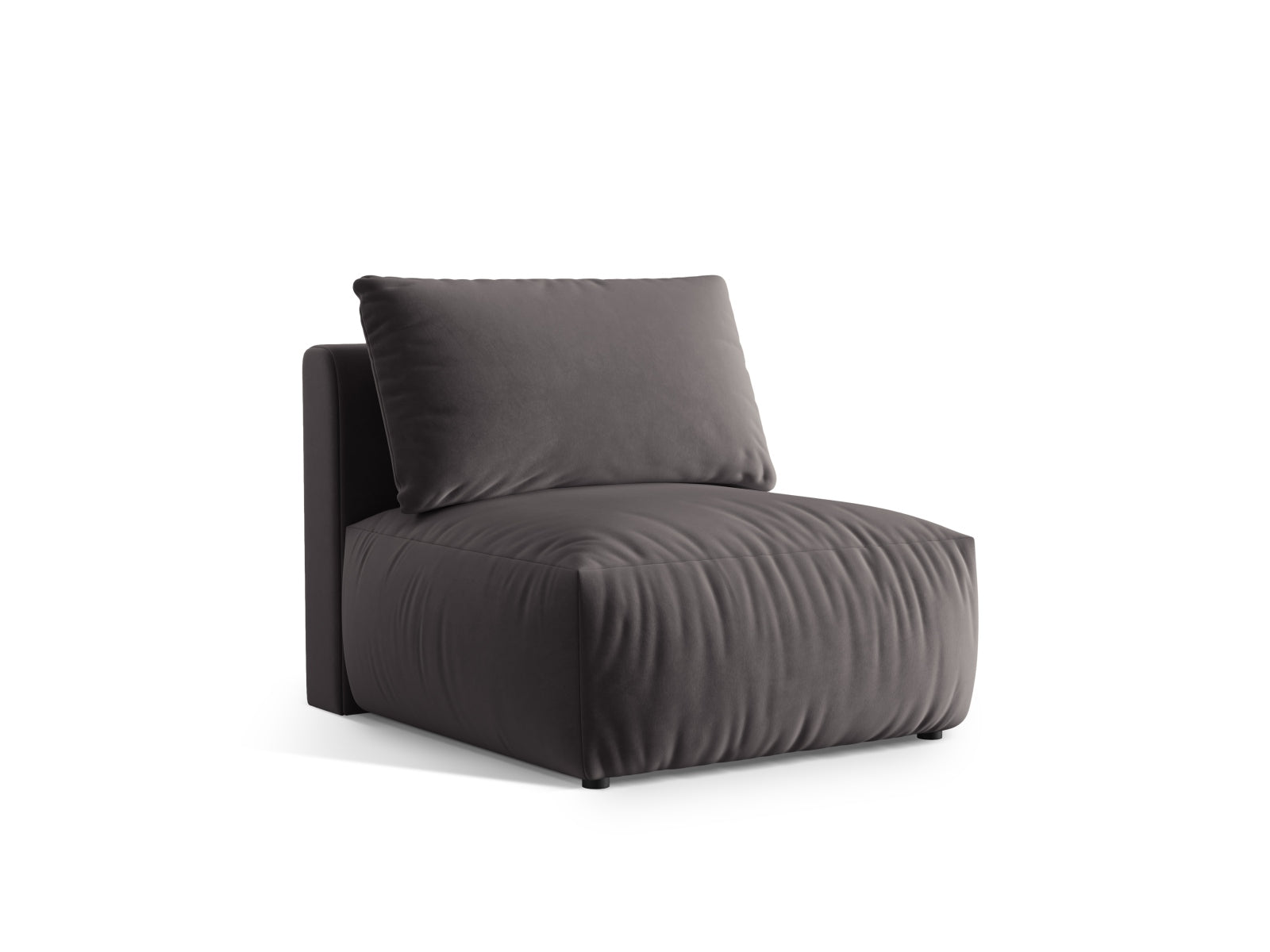 Eleganter Chris Velour Modul Armless 1 Sitzer in Dunkelgrau, ideal für moderne Wohnräume. Teil der vielseitigen Sofaserie von Micadoni.