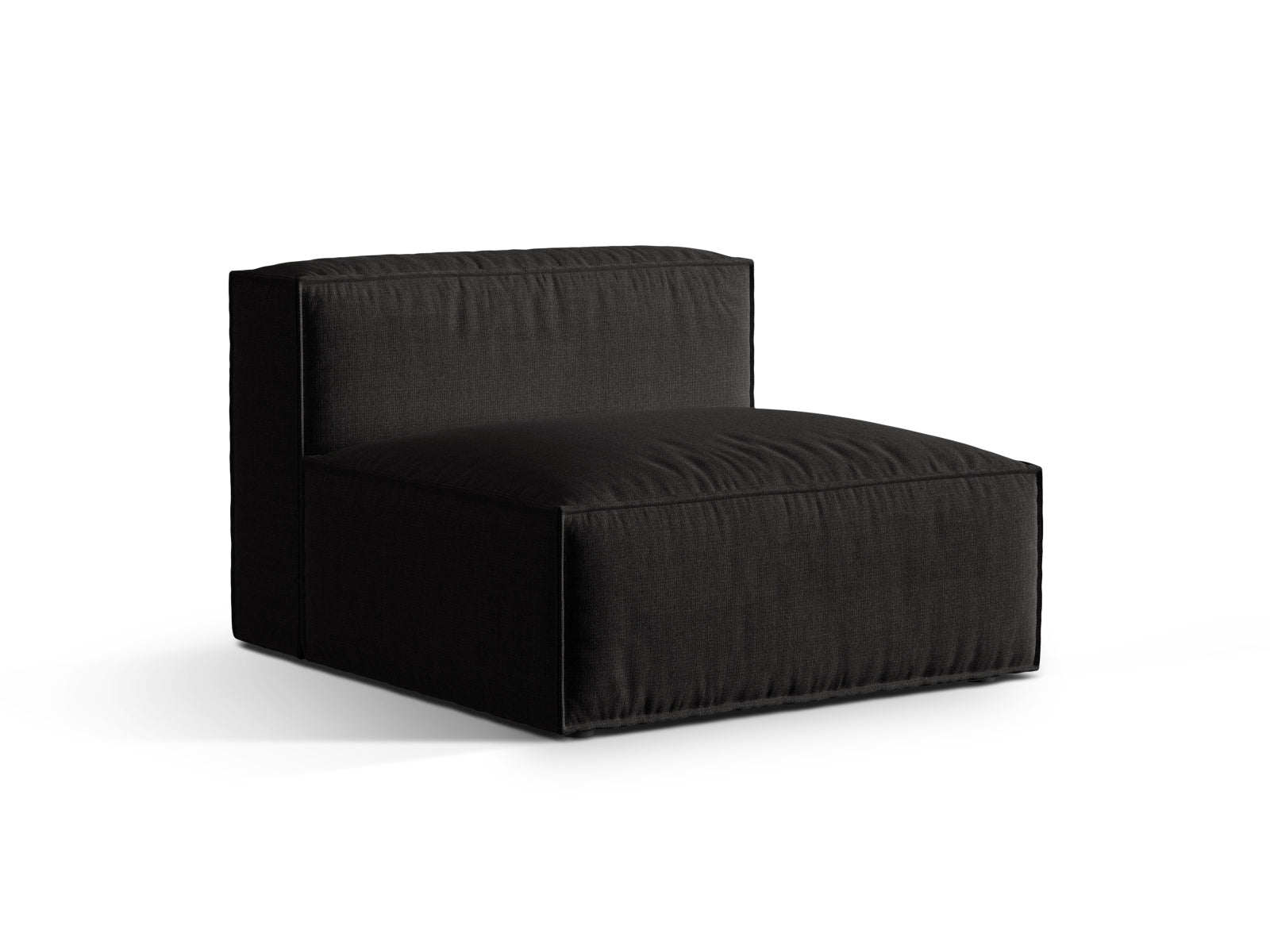 Elegantes 1-Sitzer Modul ohne Armlehnen in Schwarz, Teil des modularen Sofas Nuria von Micadoni, ideal für moderne Wohnräume.