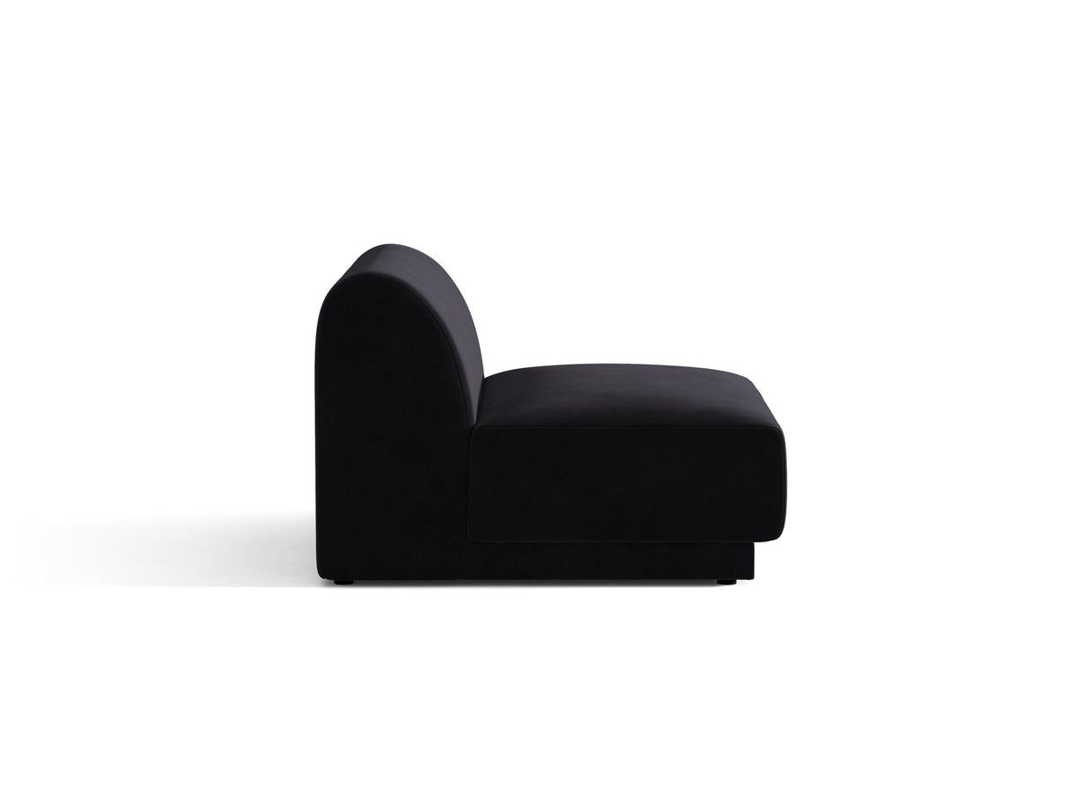 Einsitzer-Modul des Miley Sofas von Micadoni in Dunkelbeige, bezogen mit samtartigem Bluvel-Stoff, mit schwarzen Kunststofffüssen.