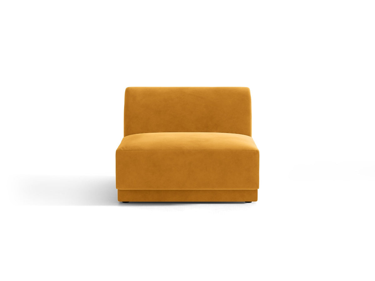 Einsitzer-Modul des Miley Sofas von Micadoni in Dunkelbeige, bezogen mit samtartigem Bluvel-Stoff, mit schwarzen Kunststofffüssen.