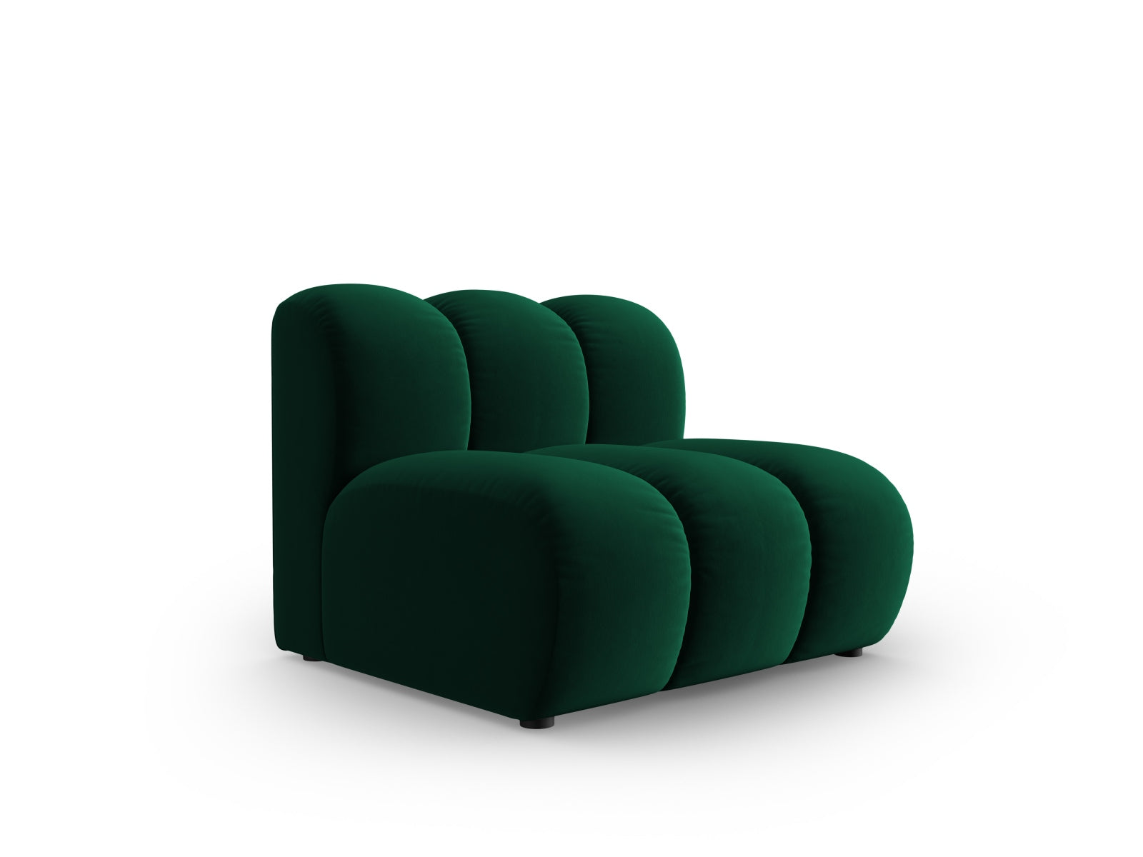 Eleganter Lupine Velour Modul Armless 1 Sitzer in Flaschengrün, ideal für stilvolle Wohnräume und flexible Sofa-Arrangements.