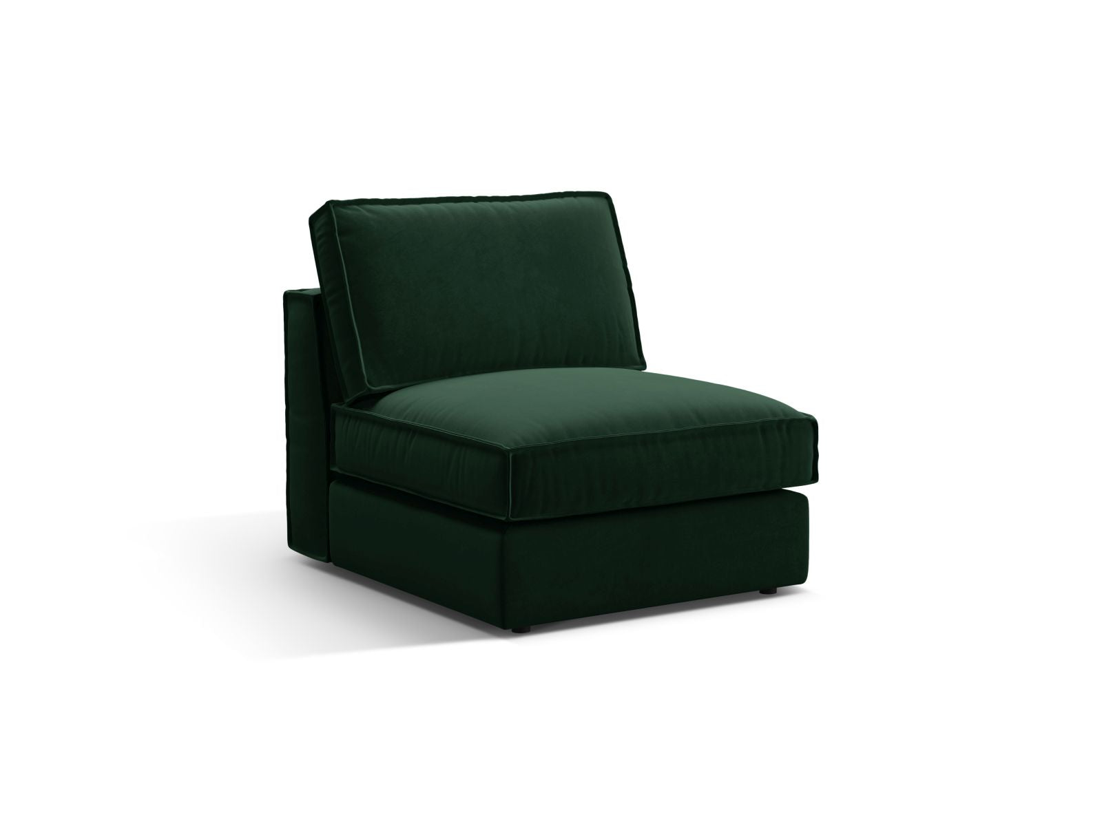 Elegantes 1-Sitzer Modul ohne Armlehnen in Flaschengrün, ideal für individuelle Sofa-Kombinationen im modernen Wohnraum.